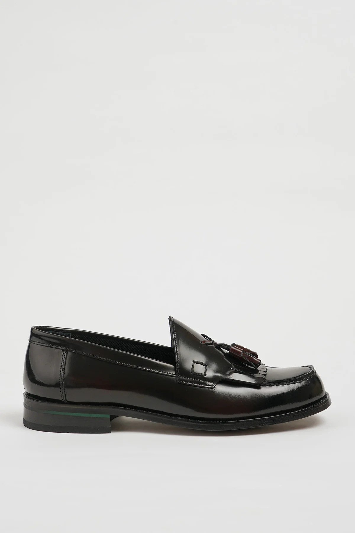 Kuin Model Hakiki Açma Deri Neolitik Taban Loafer Ayakkabı - BORDO