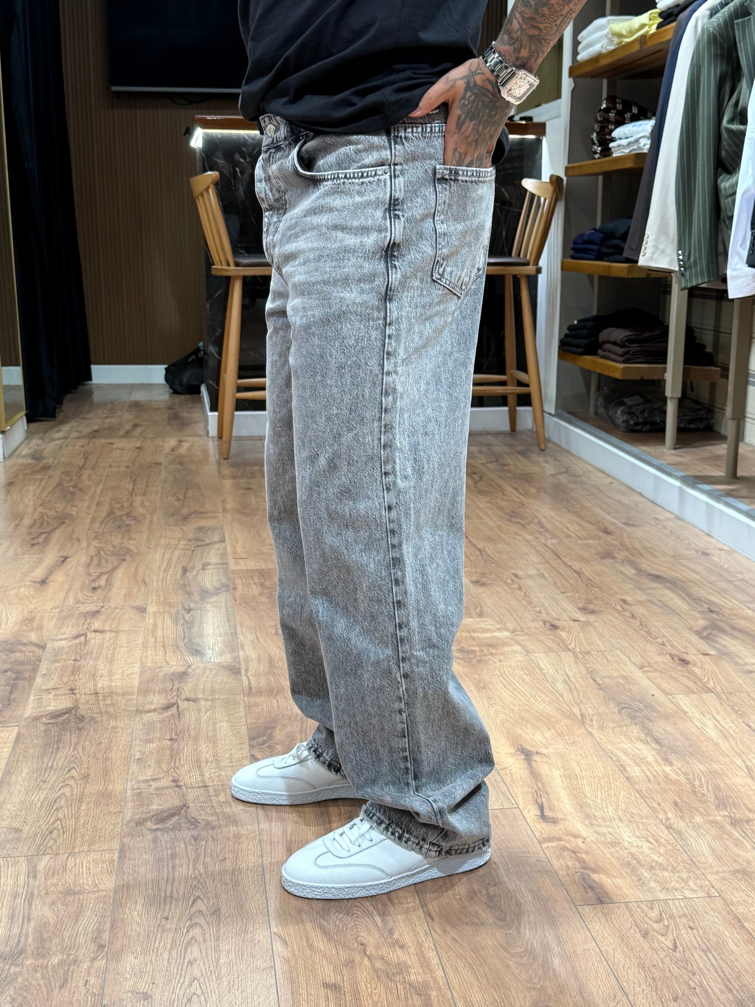 Legacy Gri Wide Fit Denim Pantolon BAGGY