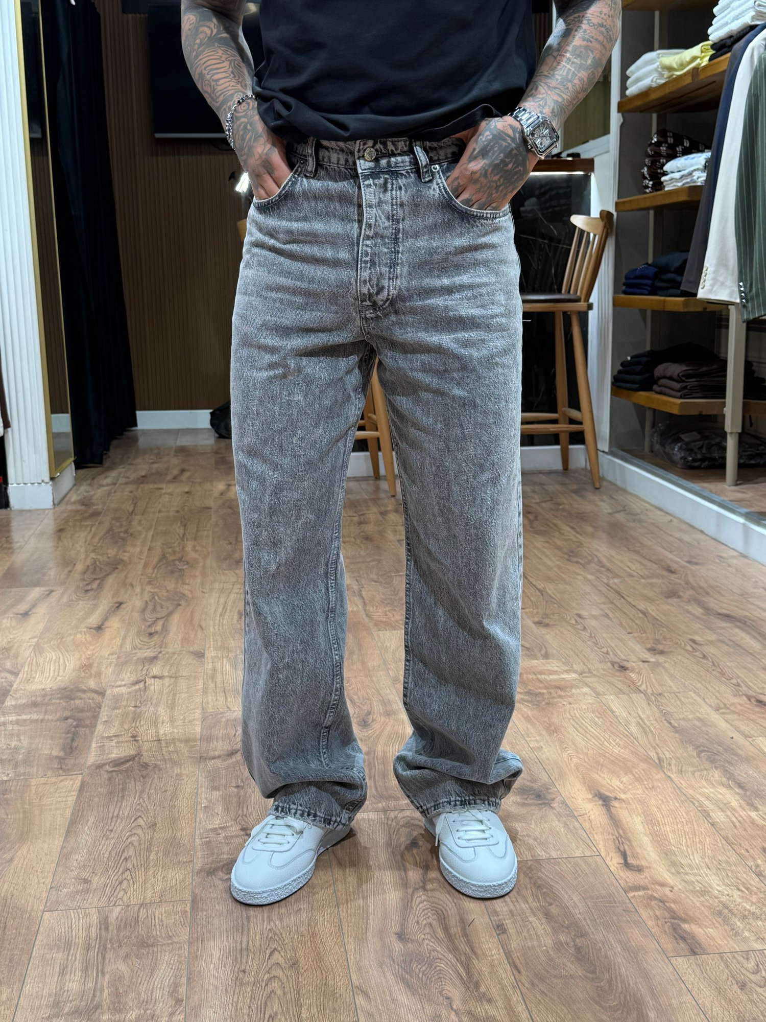 Legacy Gri Wide Fit Denim Pantolon BAGGY
