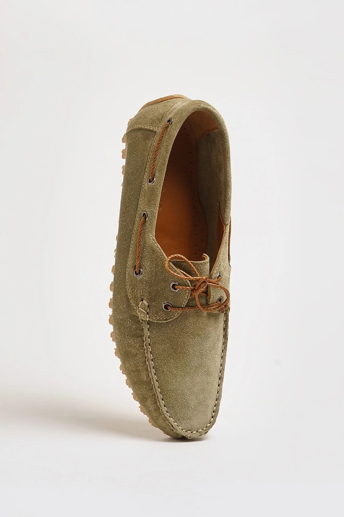 Levinson V2 Model Hakiki Süet Deri Kauçuk Taban Loafer Ayakkabı - HAKİ