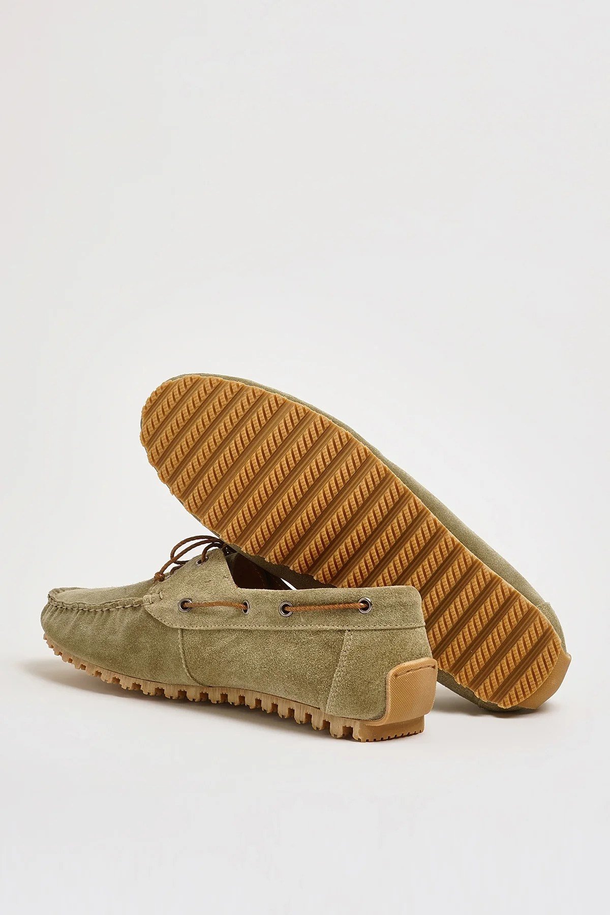 Levinson V2 Model Hakiki Süet Deri Kauçuk Taban Loafer Ayakkabı - HAKİ
