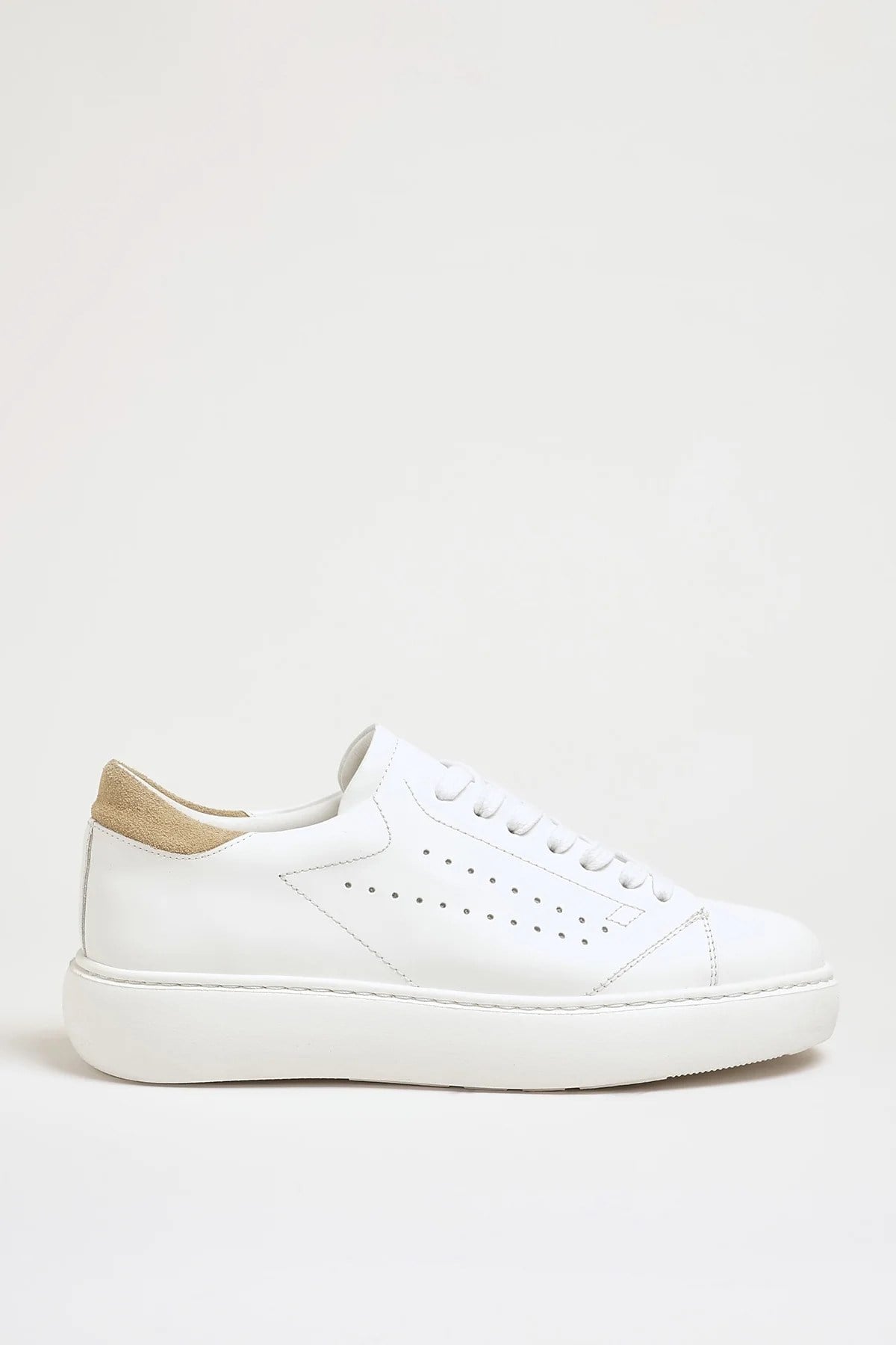 Marisa Model Hakiki Natural Deri Eva Taban Sneaker Ayakkabı - BEYAZ