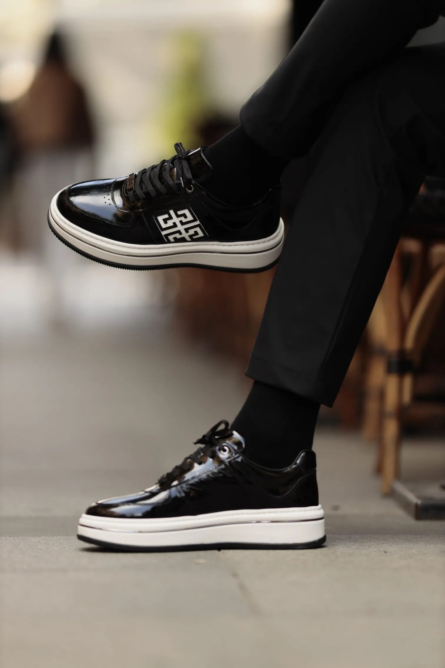Matias Model İthal Taban Hakiki Deri Sneaker Ayakkabı - SİYAH