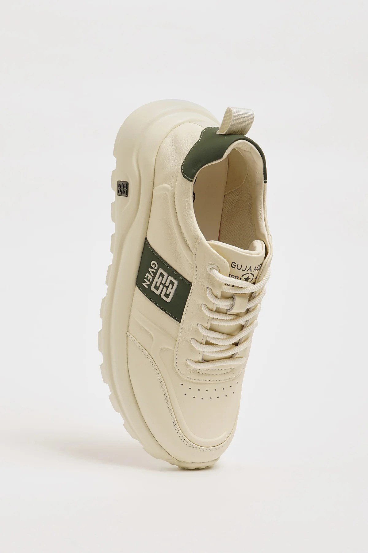 Milton Model İthal Taban Kombinasyonlu Deri Sneaker Ayakkabı - BEYAZ