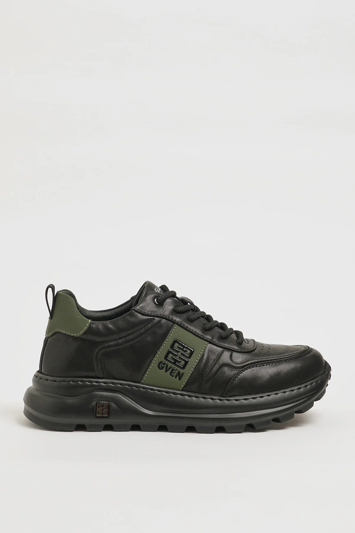 Milton Model İthal Taban Kombinasyonlu Deri Sneaker Ayakkabı - SİYAH