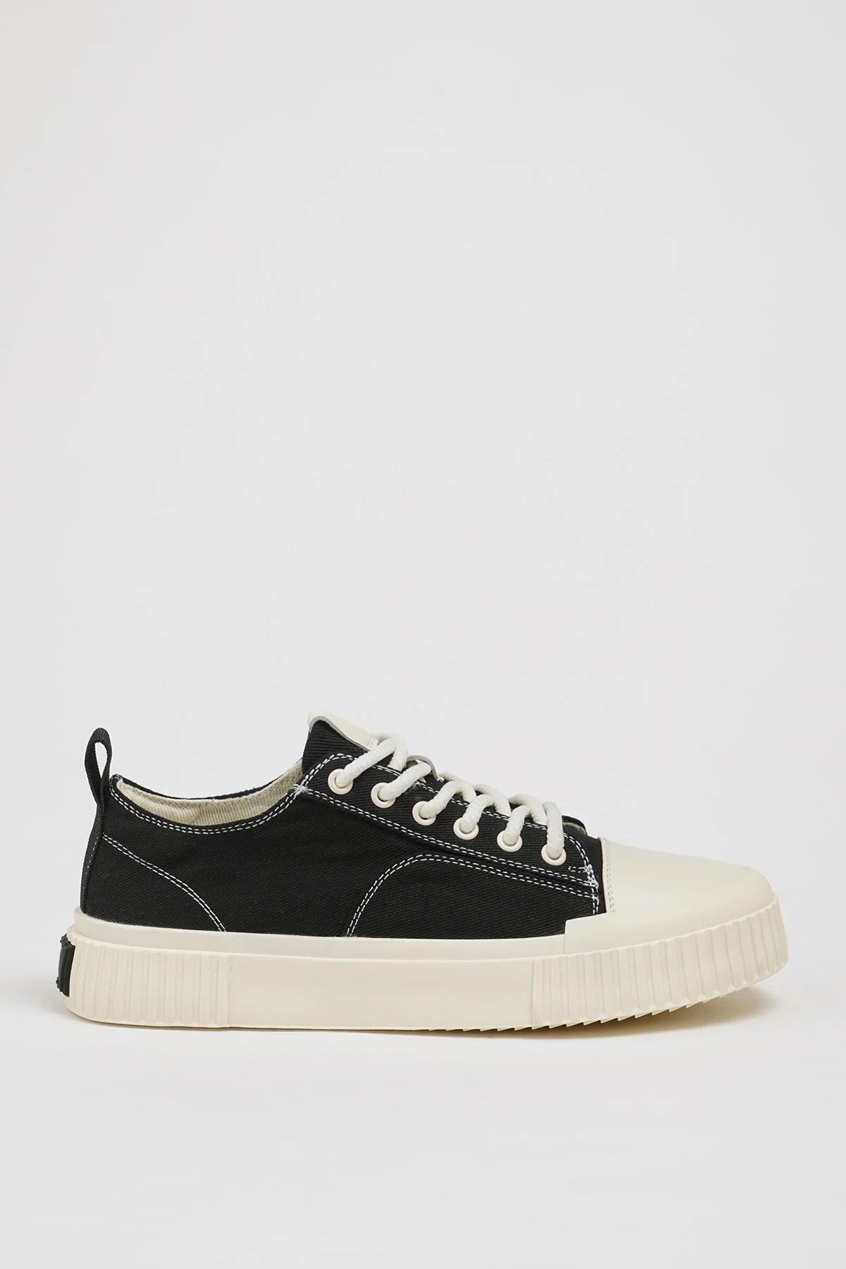 Mince Model Kombinasyonlu Deri İthal Taban Sneaker Ayakkabı - SİYAH