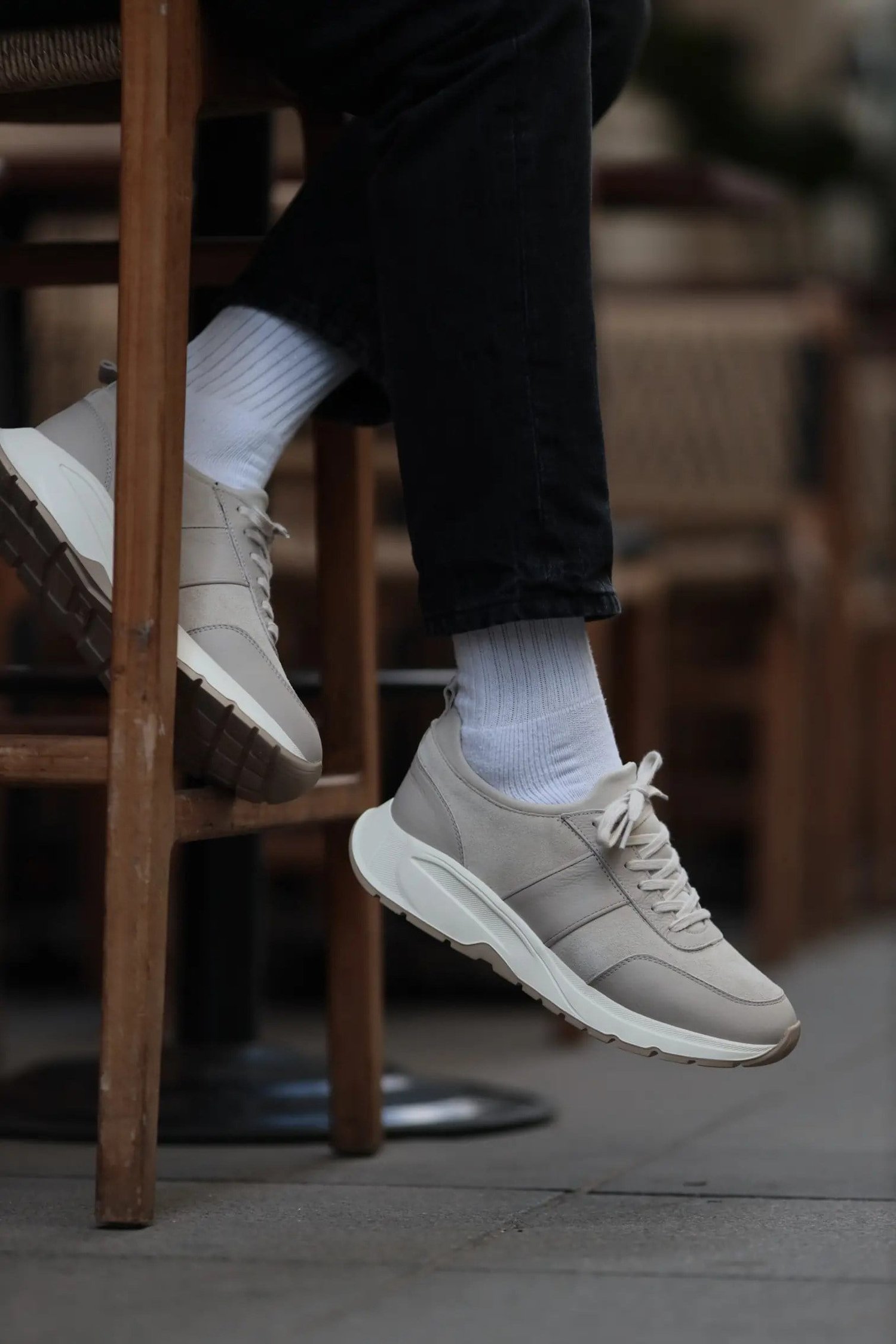 Morran Model Hakiki Kombinasyonlu Deri Sneaker Ayakkabı - BEJ