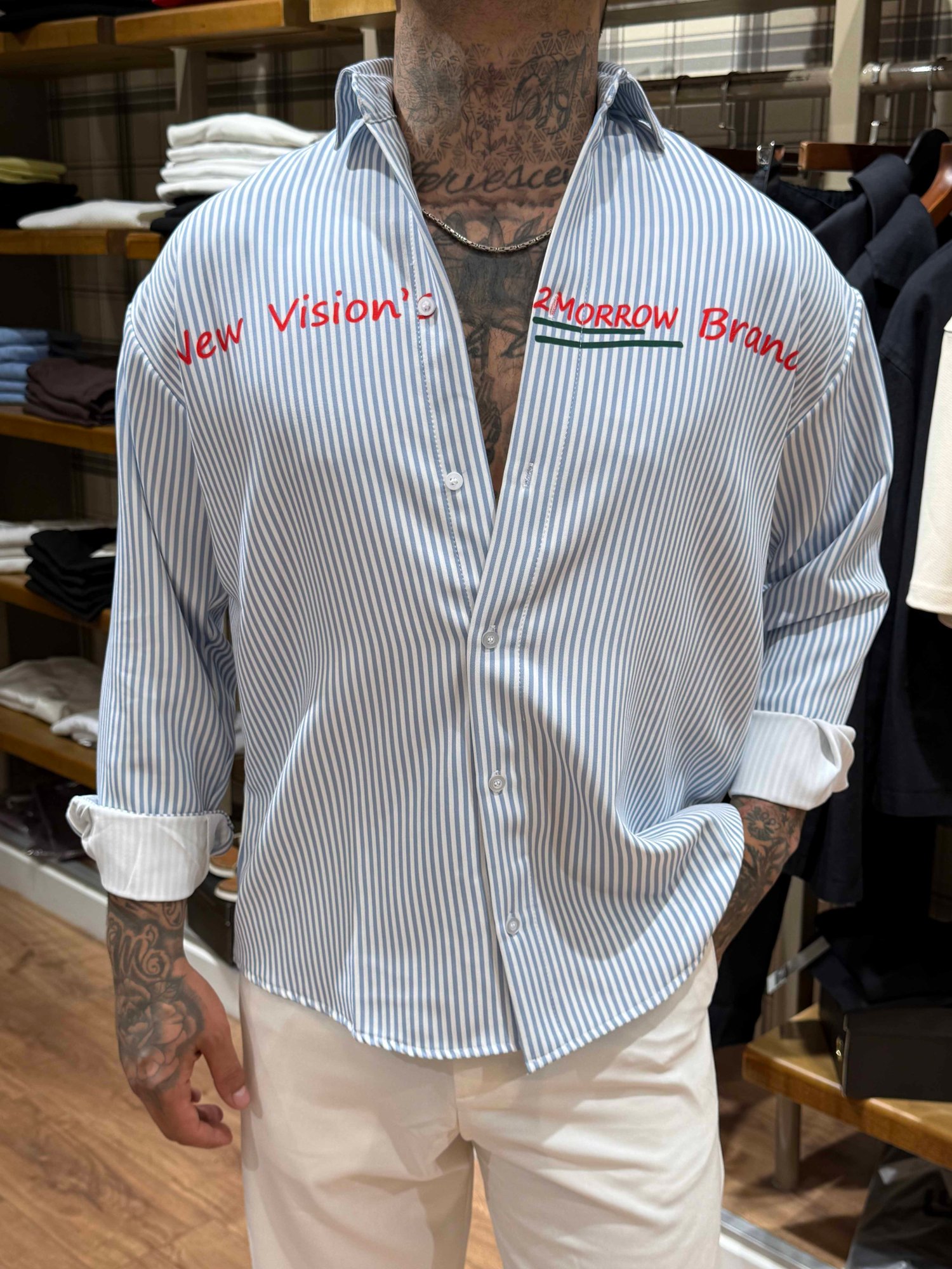 New Vision Çizgili Oversize Gömlek