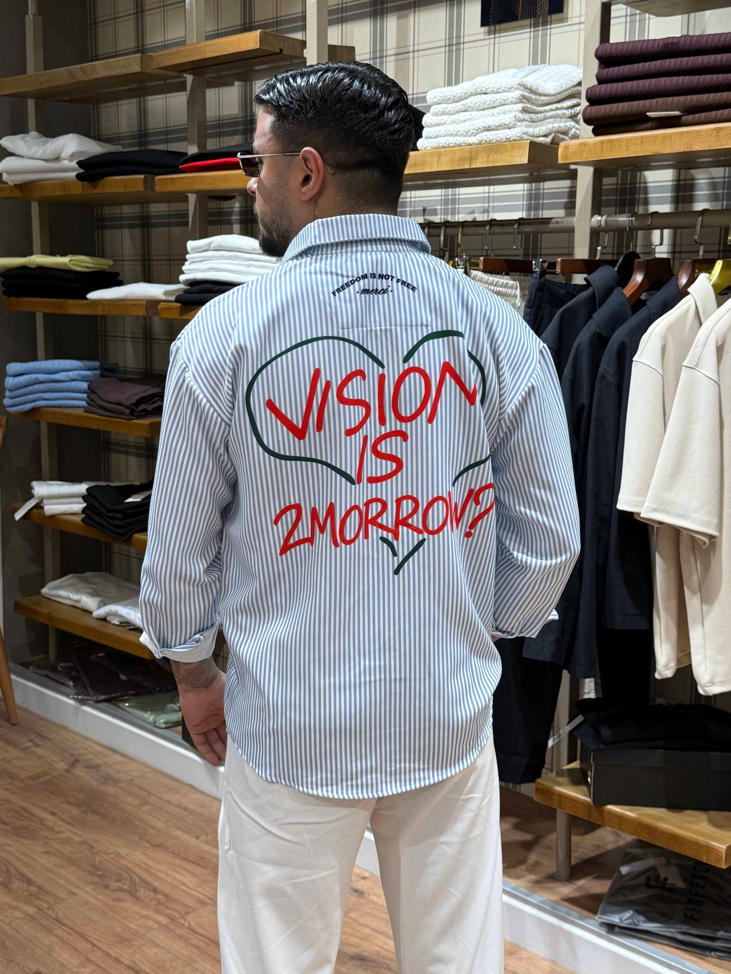 New Vision Çizgili Oversize Gömlek