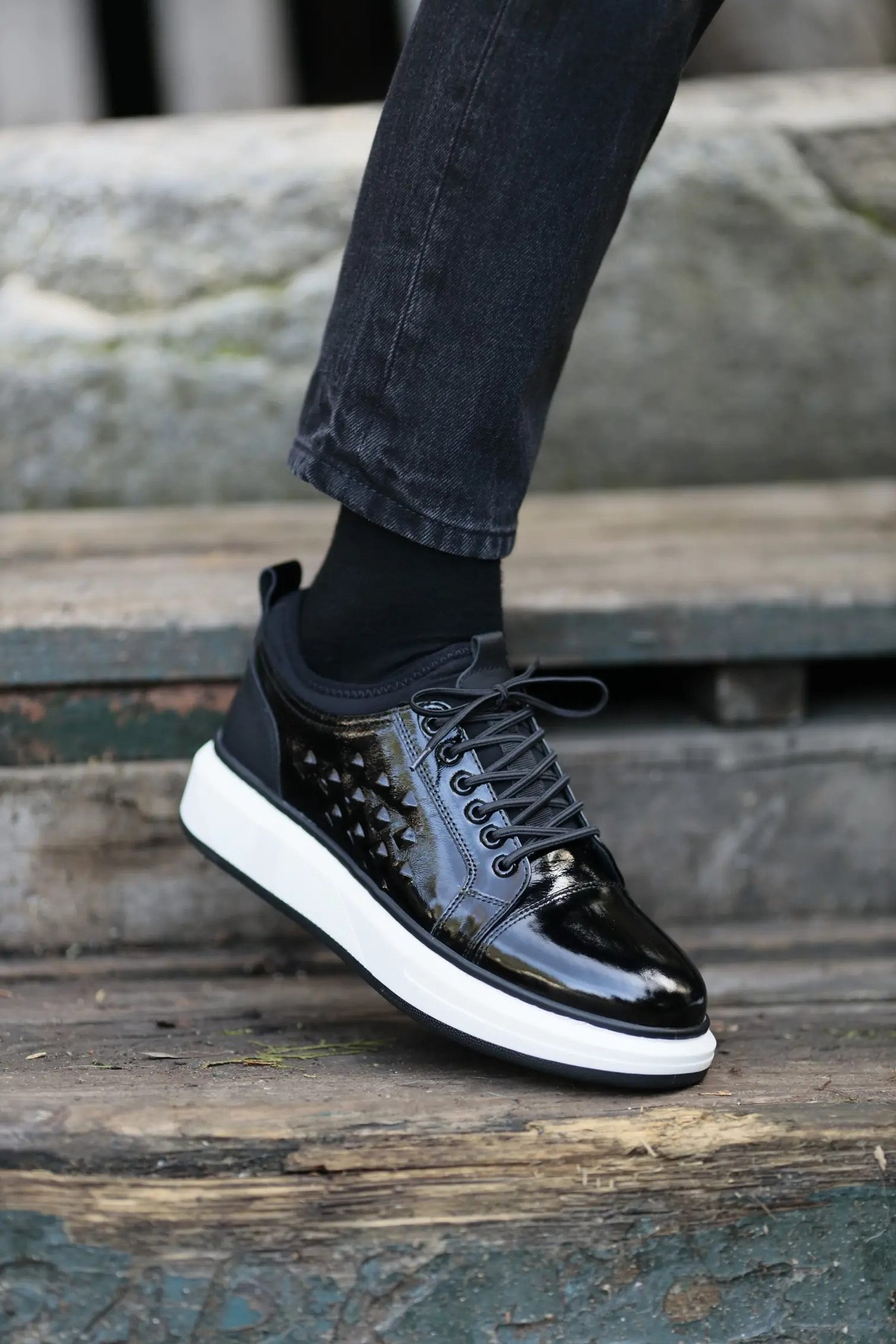 Nikolas Model İthal Taban Hakiki Deri Sneaker Ayakkabı - SİYAH