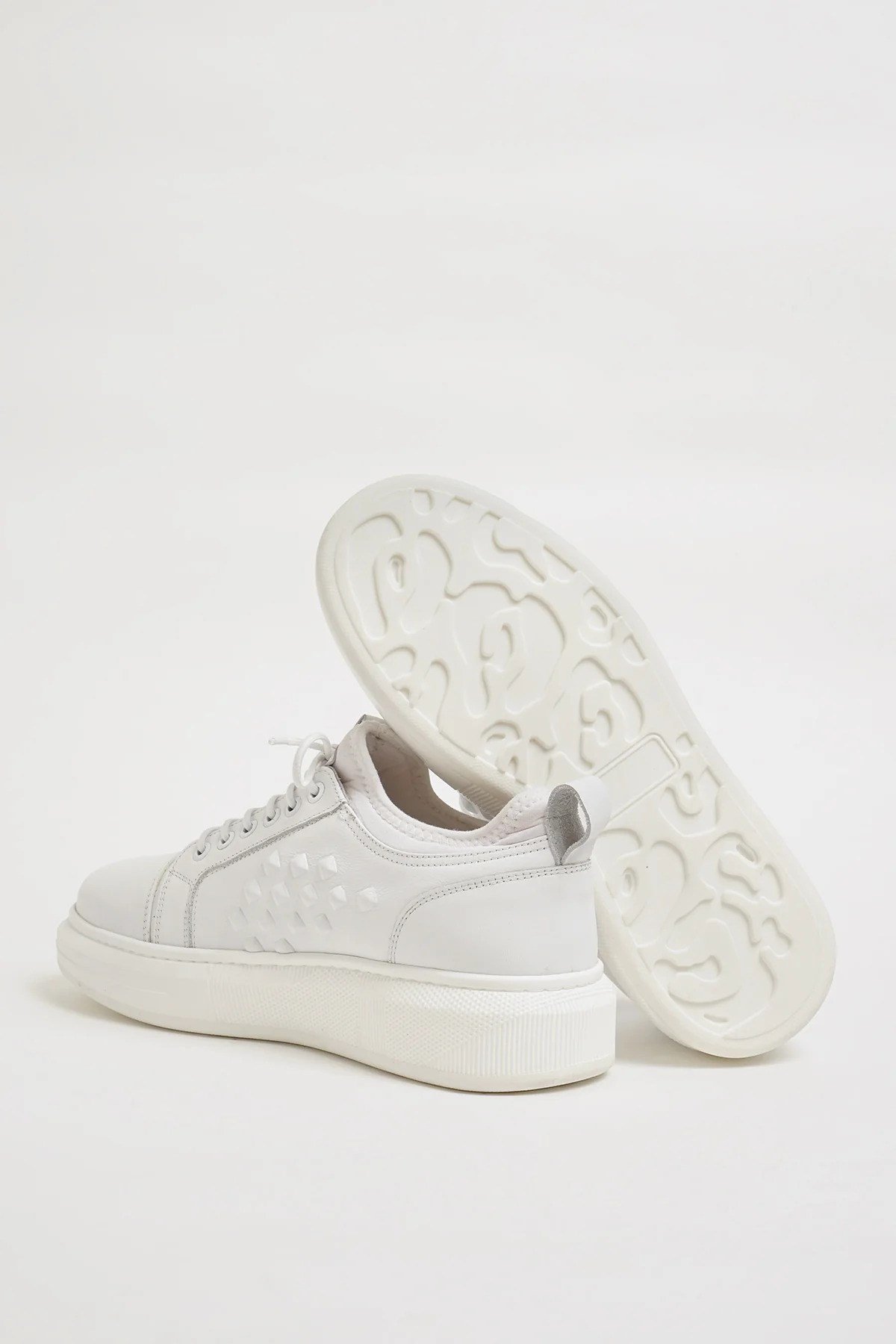 Nikolas Model İthal Taban Hakiki Deri Sneaker Ayakkabı - BEYAZ