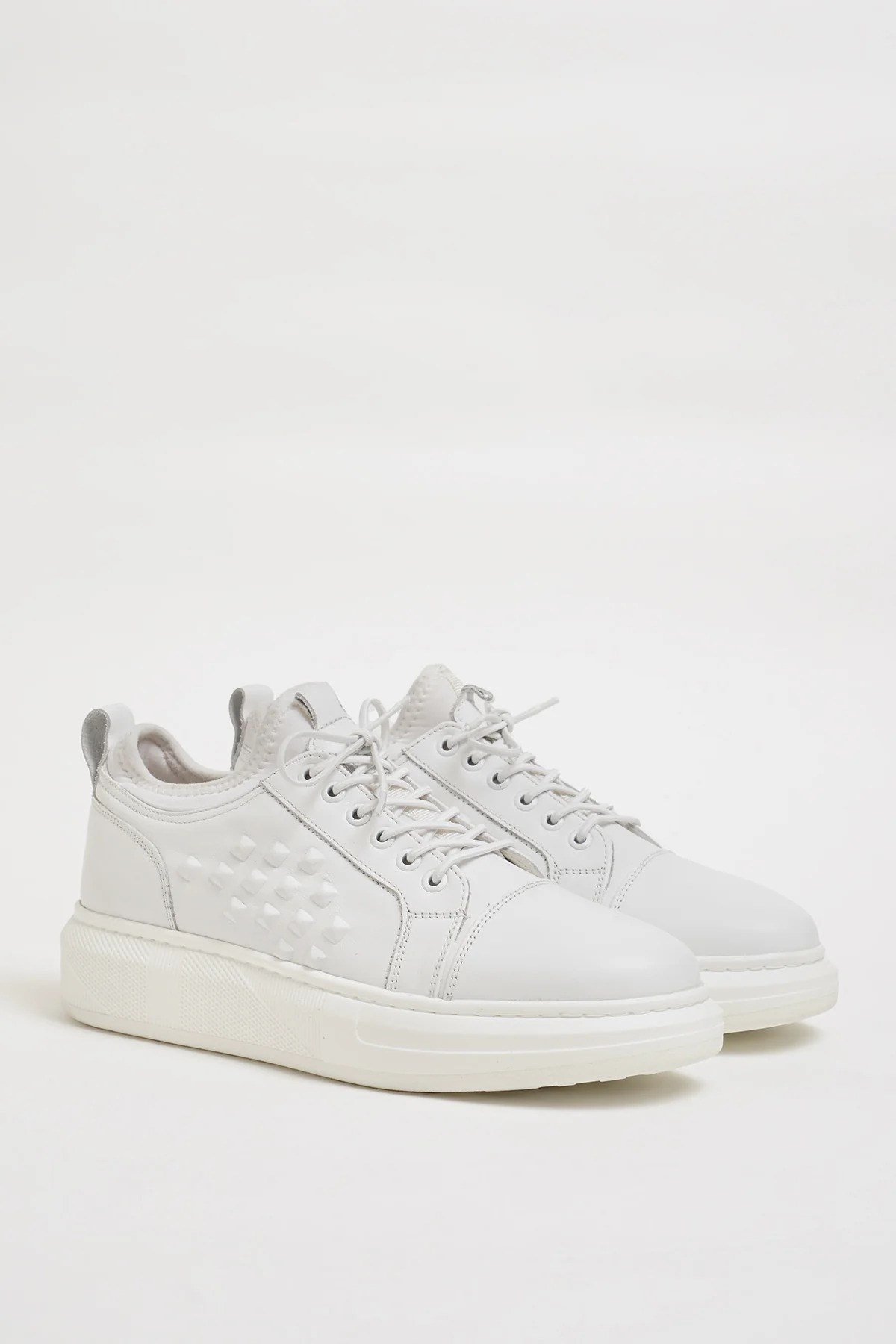 Nikolas Model İthal Taban Hakiki Deri Sneaker Ayakkabı - BEYAZ
