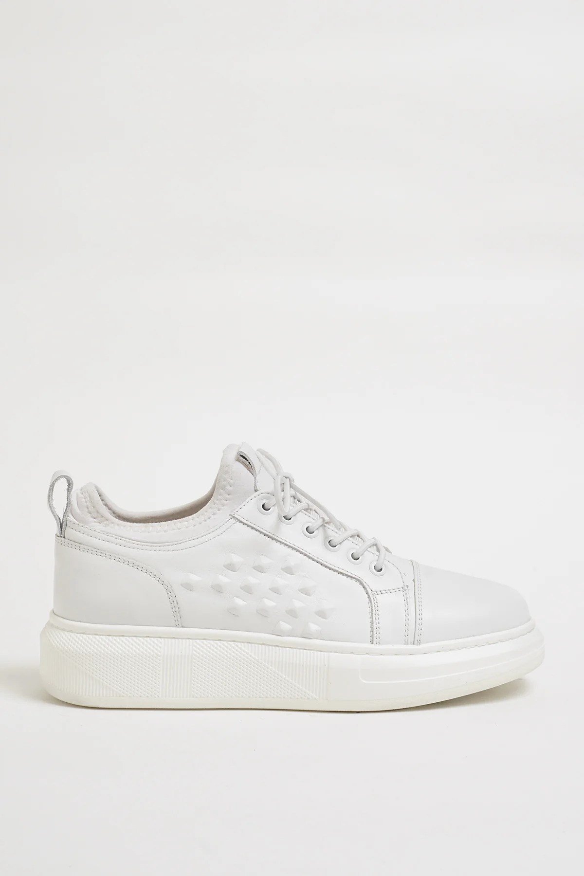 Nikolas Model İthal Taban Hakiki Deri Sneaker Ayakkabı - BEYAZ