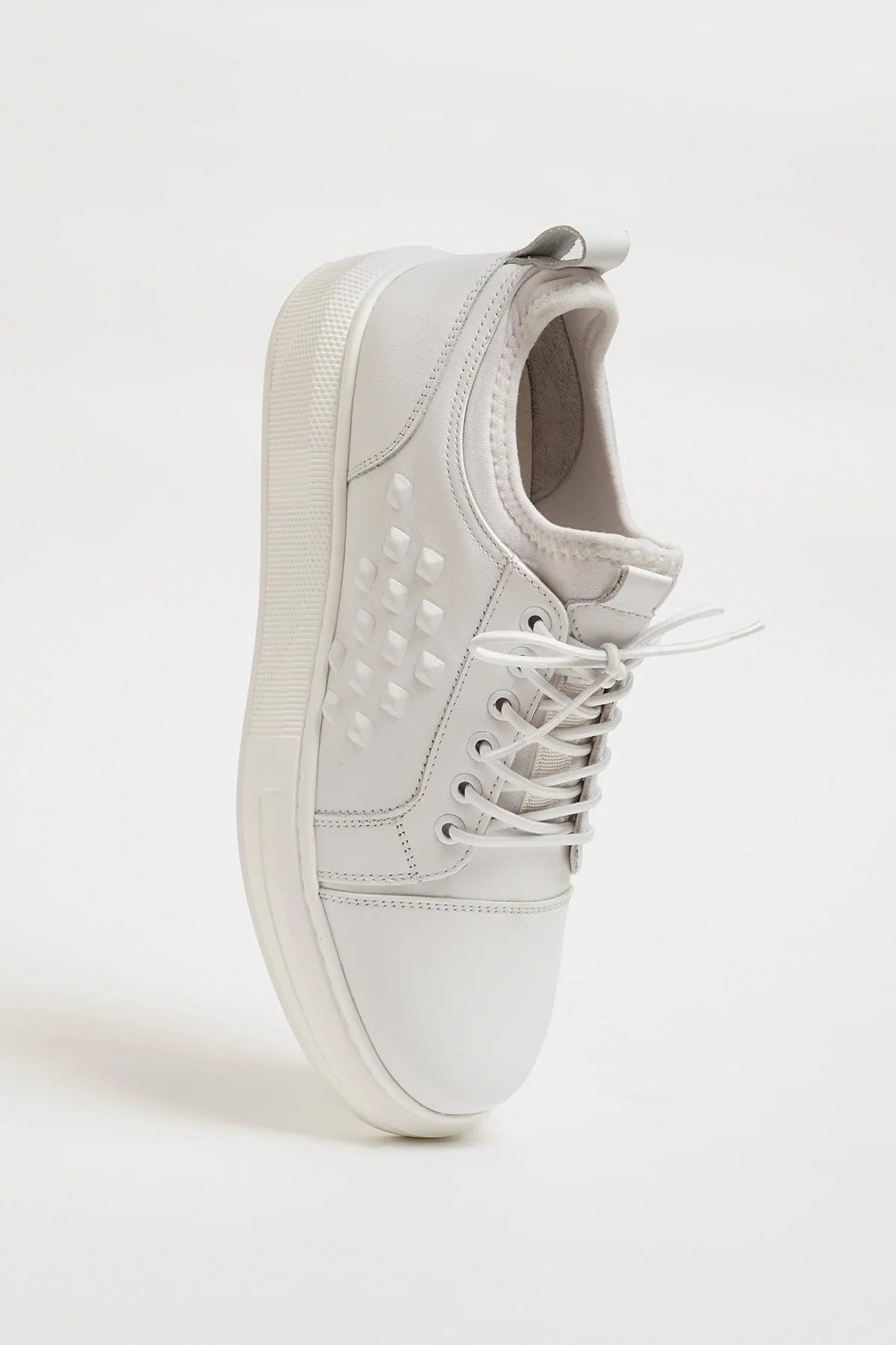 Nikolas Model İthal Taban Hakiki Deri Sneaker Ayakkabı - BEYAZ
