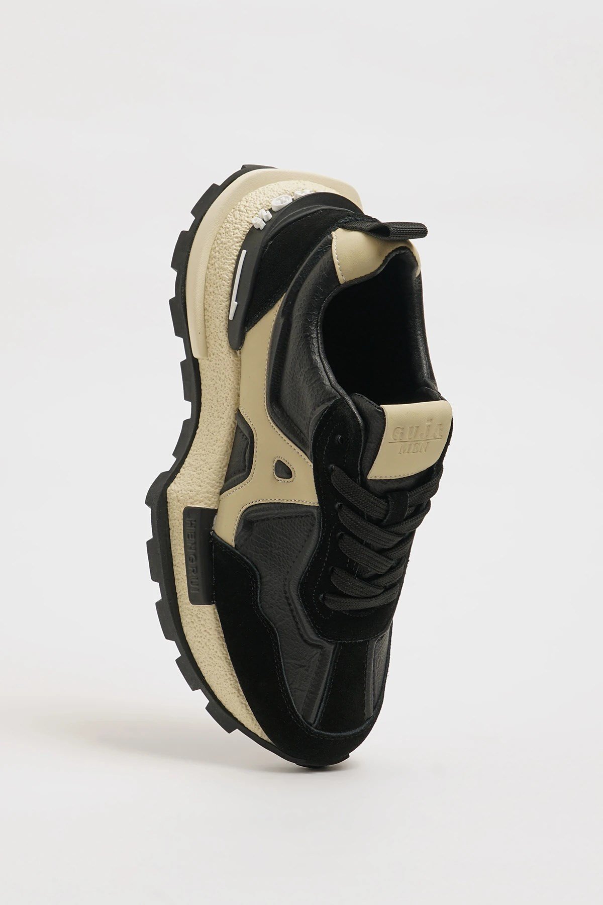 Oswin Model İthal Taban Kombinasyonlu Deri Sneaker Ayakkabı - SİYAH