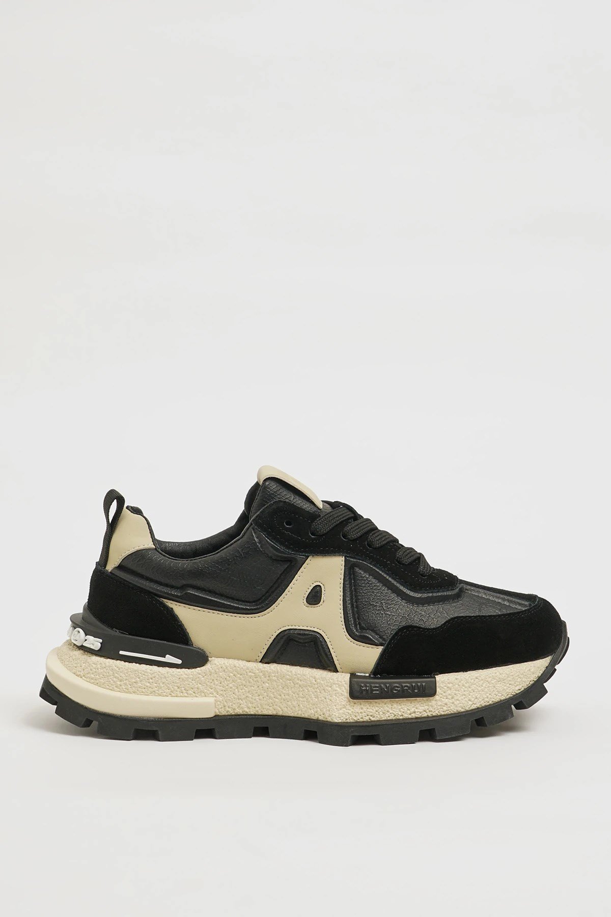 Oswin Model İthal Taban Kombinasyonlu Deri Sneaker Ayakkabı - SİYAH