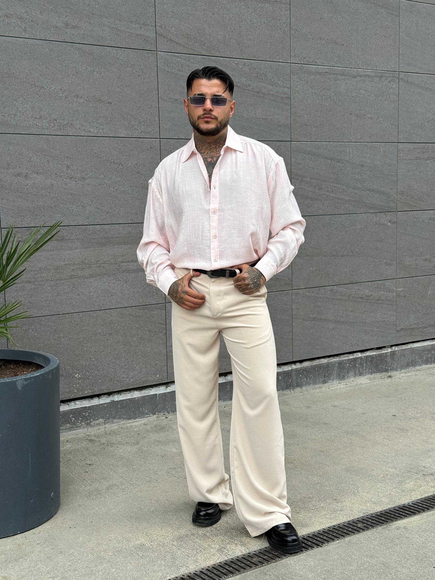 ÖZEL TASARIM ESPANYOL PAÇA BEJ KUMAŞ PANTALON