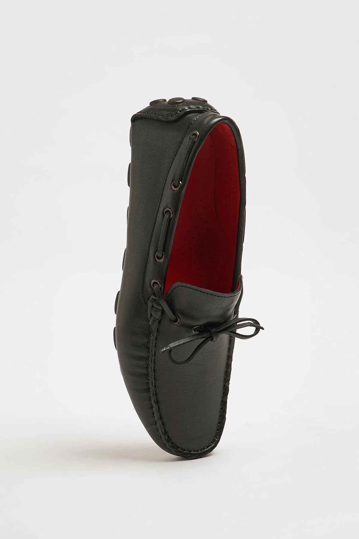 Rock Model Kauçuk Taban Natural Deri Loafer Ayakkabı - SİYAH
