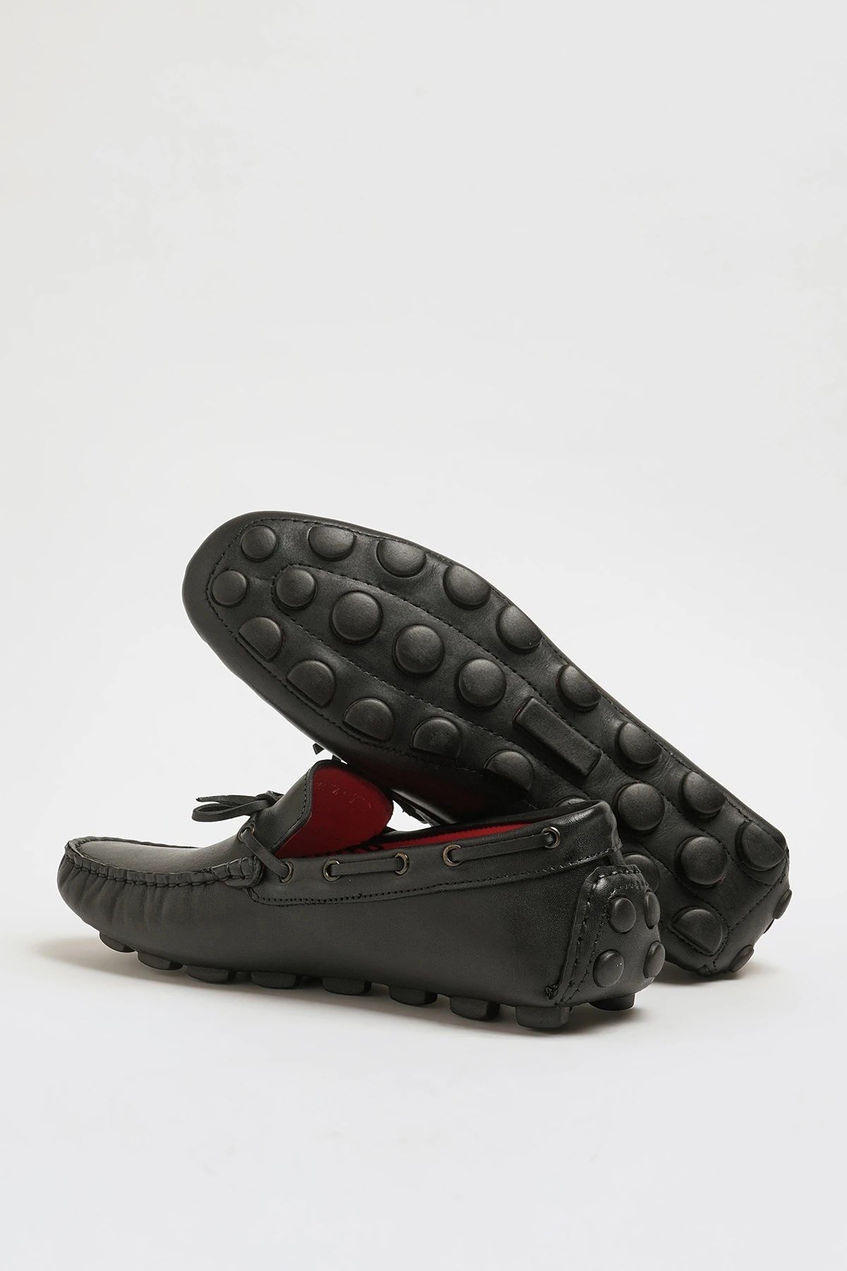Rock Model Kauçuk Taban Natural Deri Loafer Ayakkabı - SİYAH