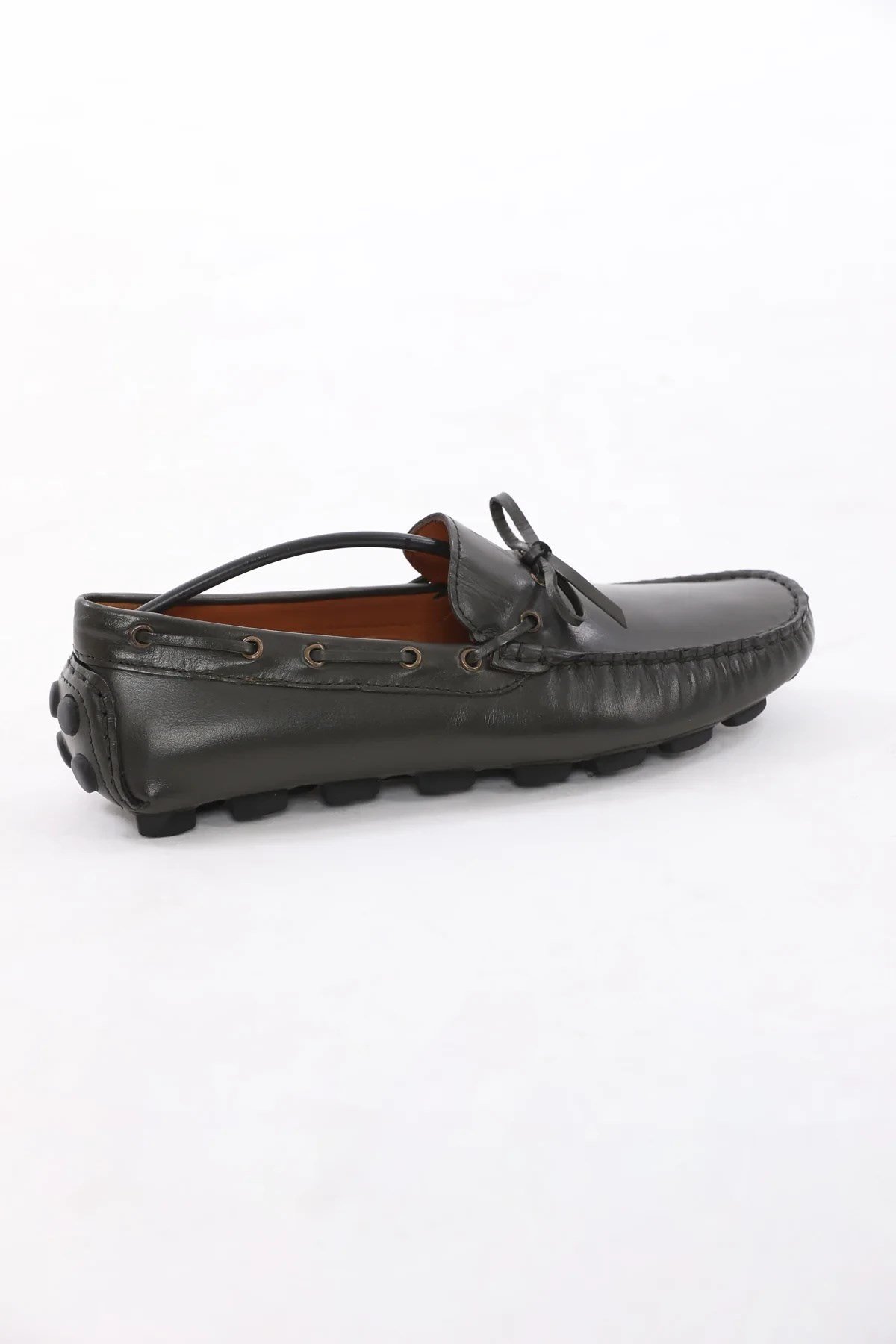 Rock Model Kauçuk Taban Natural Deri Loafer Ayakkabı - HAKİ