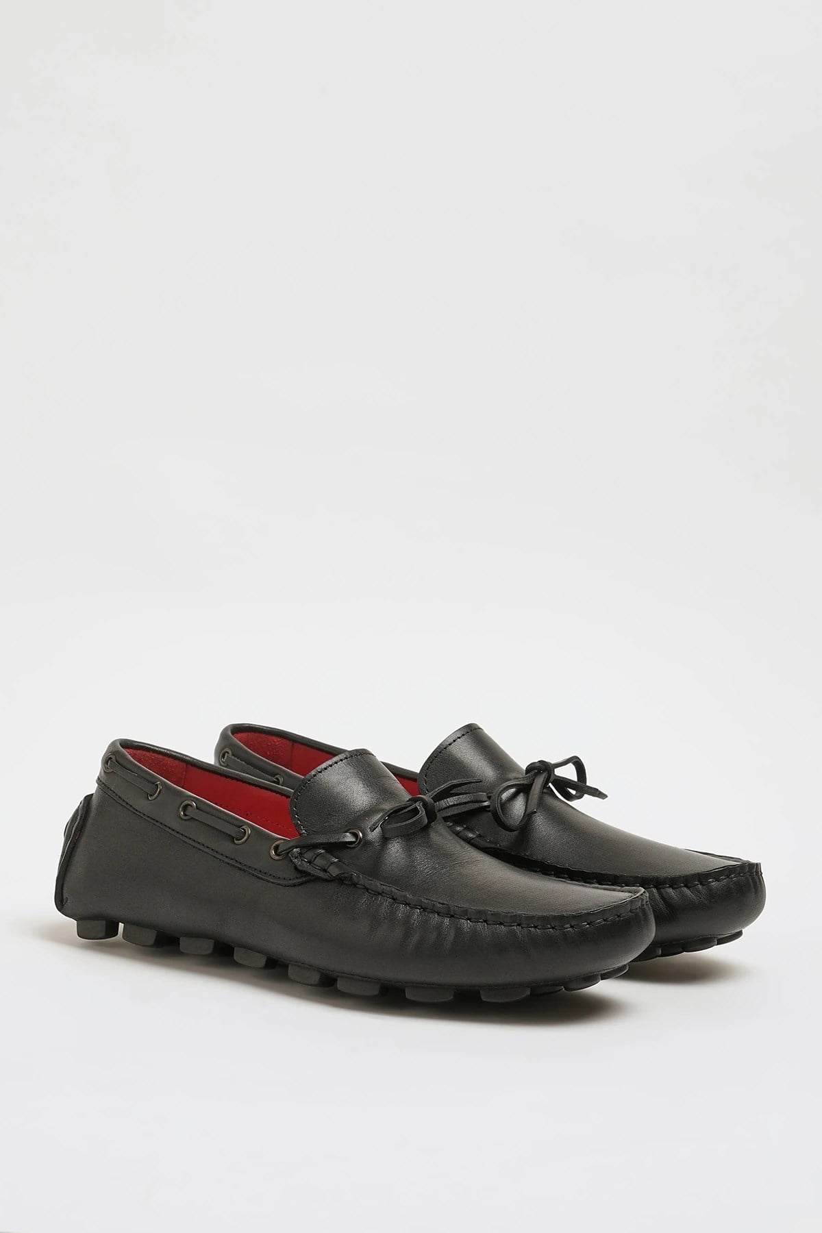 Rock Model Kauçuk Taban Natural Deri Loafer Ayakkabı - SİYAH