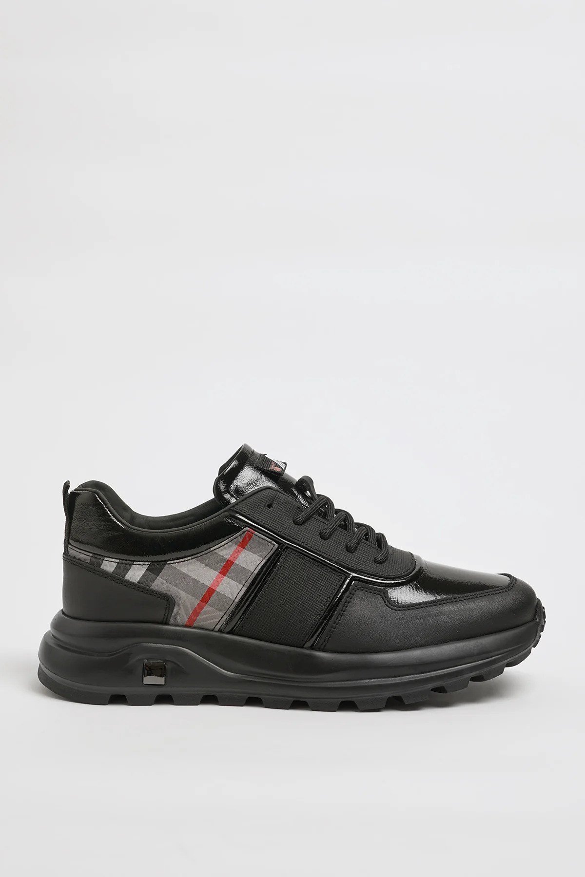 Sheldon Model Kombinasyonlu Deri İthal Taban Sneaker Ayakkabı - SİYAH
