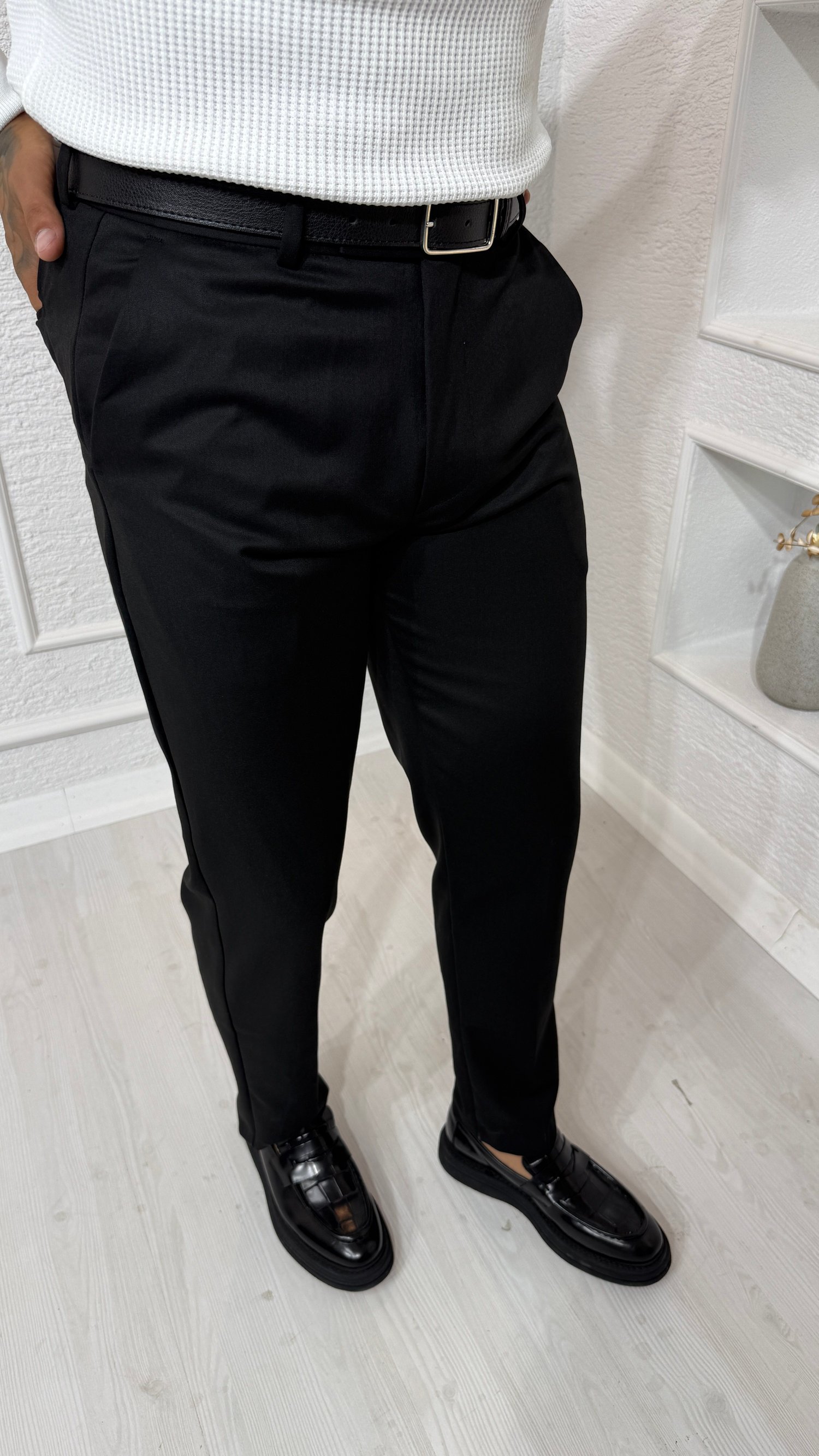 Siyah Slim Fit Klasik Kumaş Pantolon