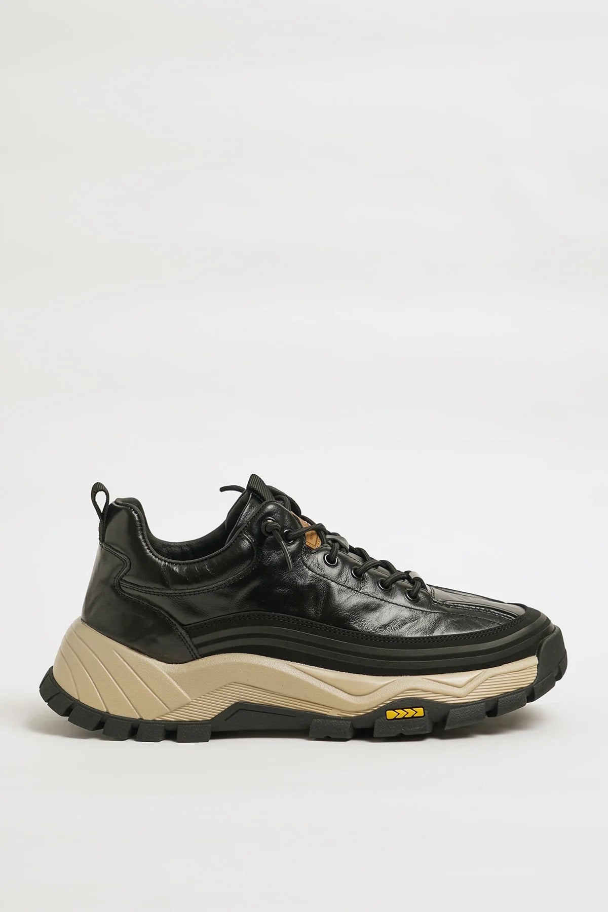 Spencer Model Kombinasyonlu Deri İthal Taban Sneaker Ayakkabı - SİYAH