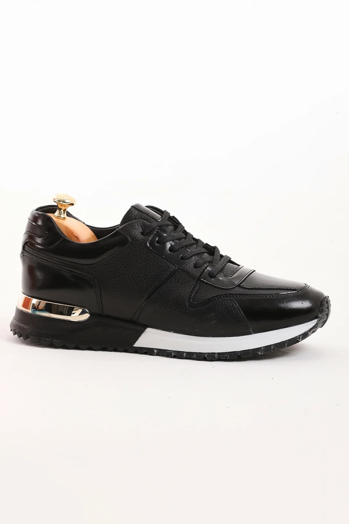 Stendhal Model Hakiki Kombinasyonlu Deri İthal Taban Sneaker Ayakkabı - SİYAH