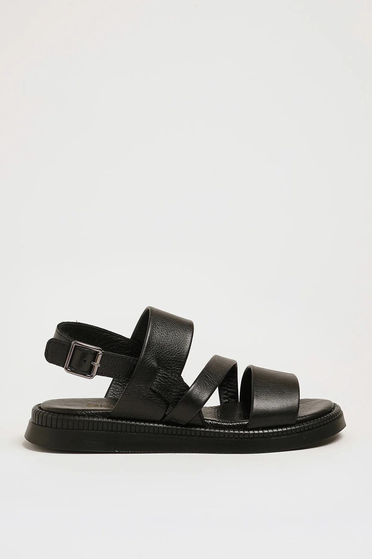 Tessa Model Hakiki Natural Deri İthal Taban Sandalet - SİYAH