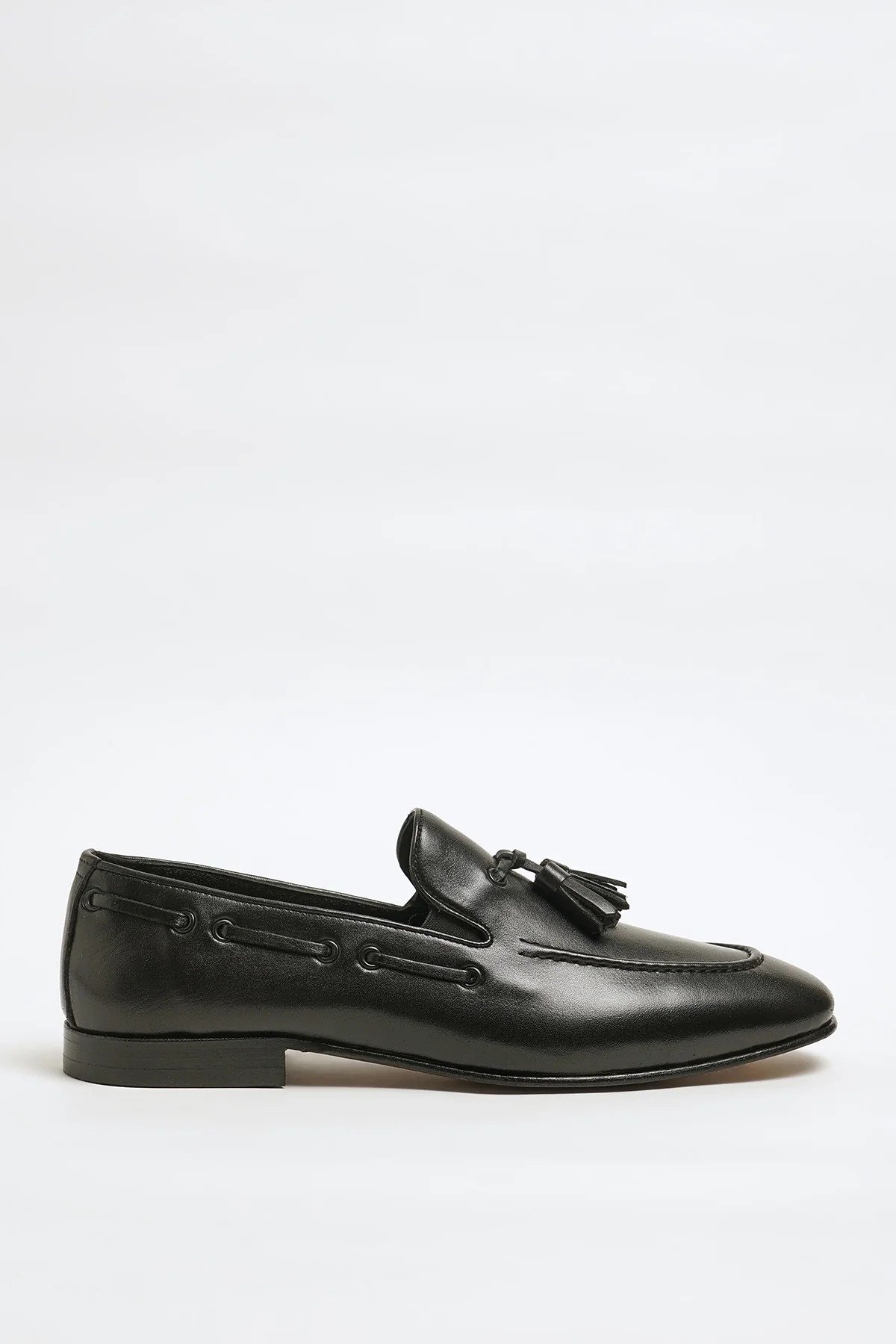 Tokyo Model Hakiki Natural Deri Kösele Taban Loafer Ayakkabı - SİYAH