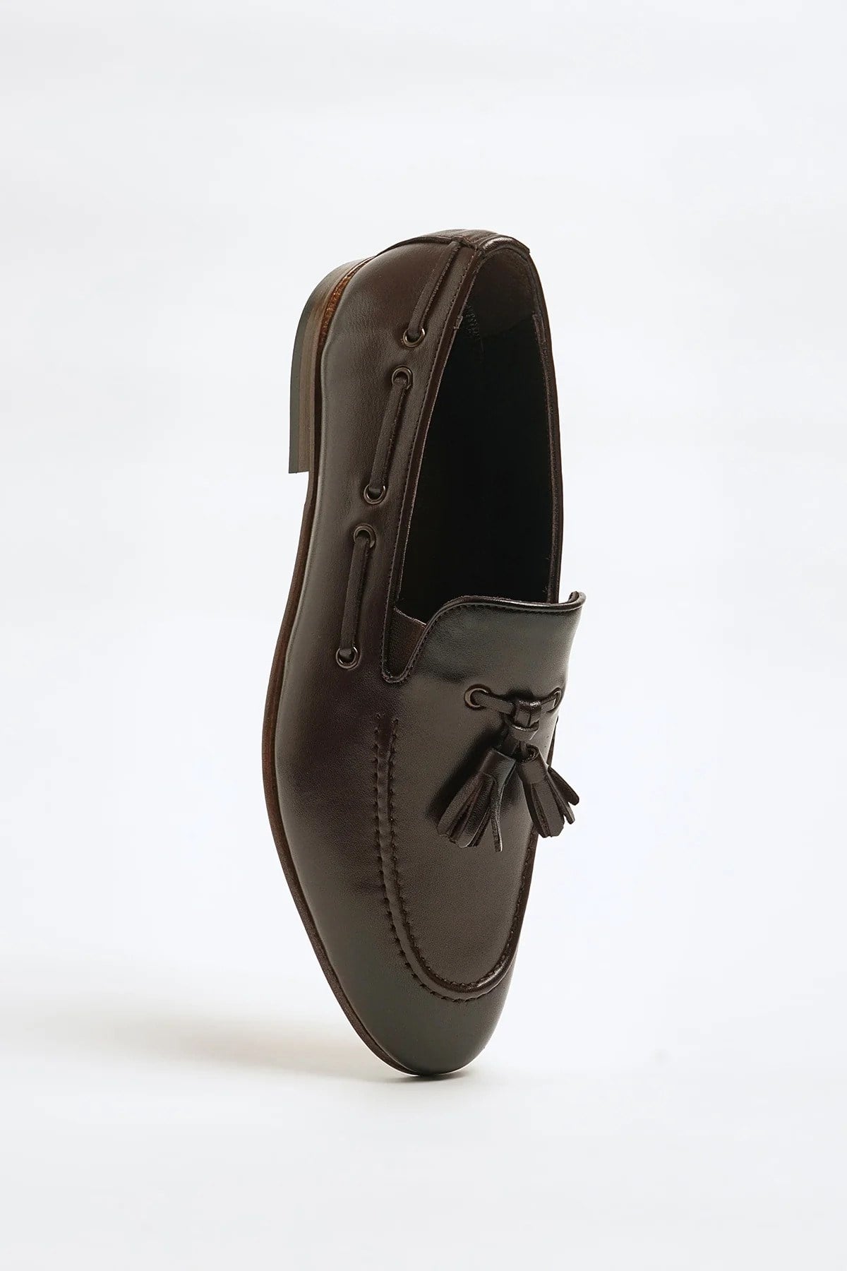 Tokyo Model Hakiki Natural Deri Kösele Taban Loafer Ayakkabı - KAHVERENGİ