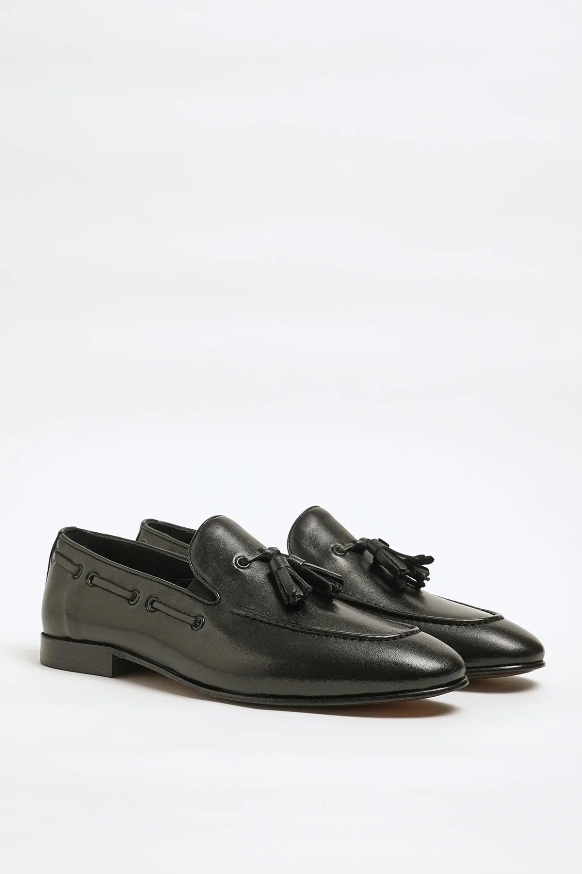 Tokyo Model Hakiki Natural Deri Kösele Taban Loafer Ayakkabı - SİYAH