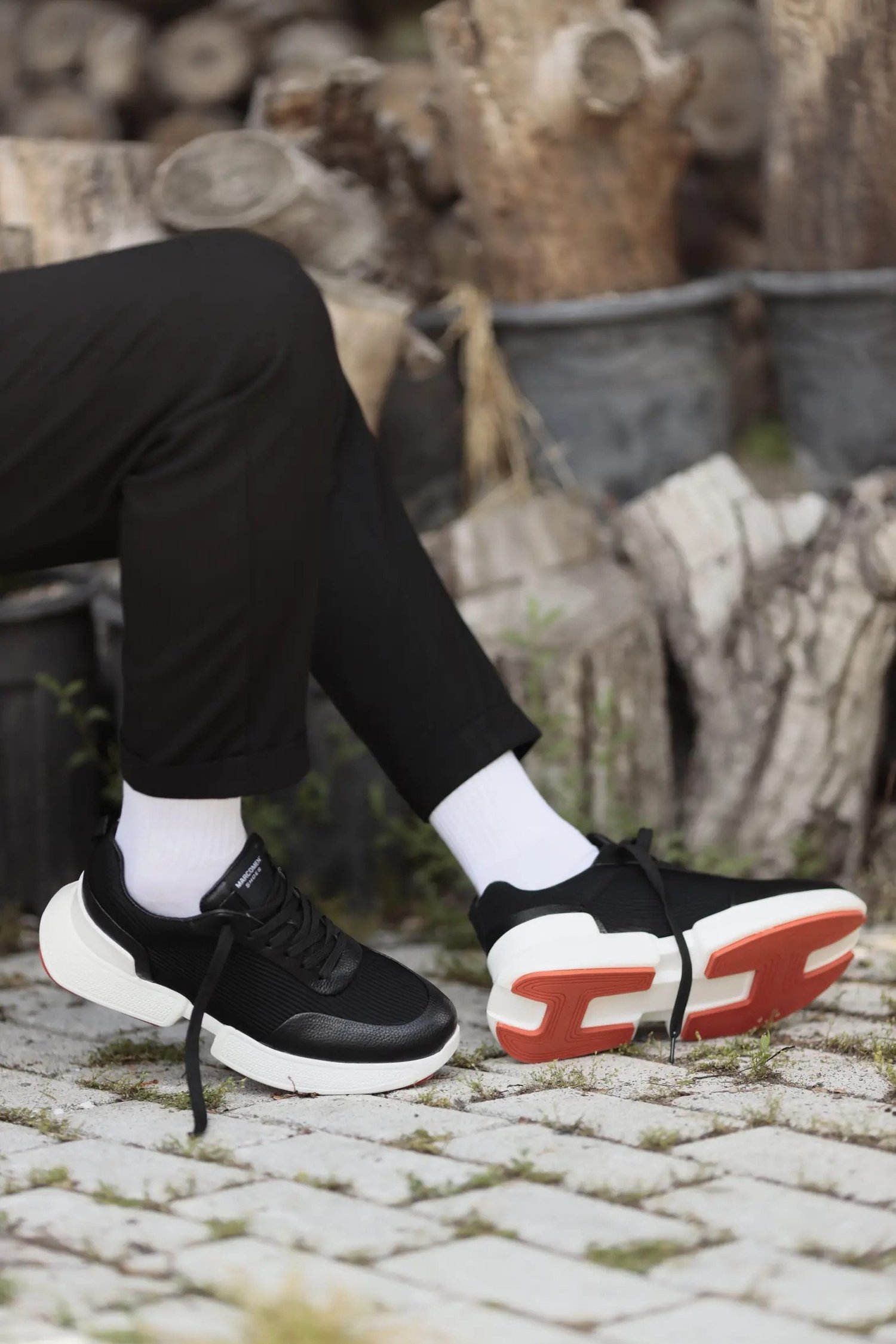 Valery Model Hakiki Kombinasyonlu Deri İthal Taban Sneaker Ayakkabı - SİYAH TABAN