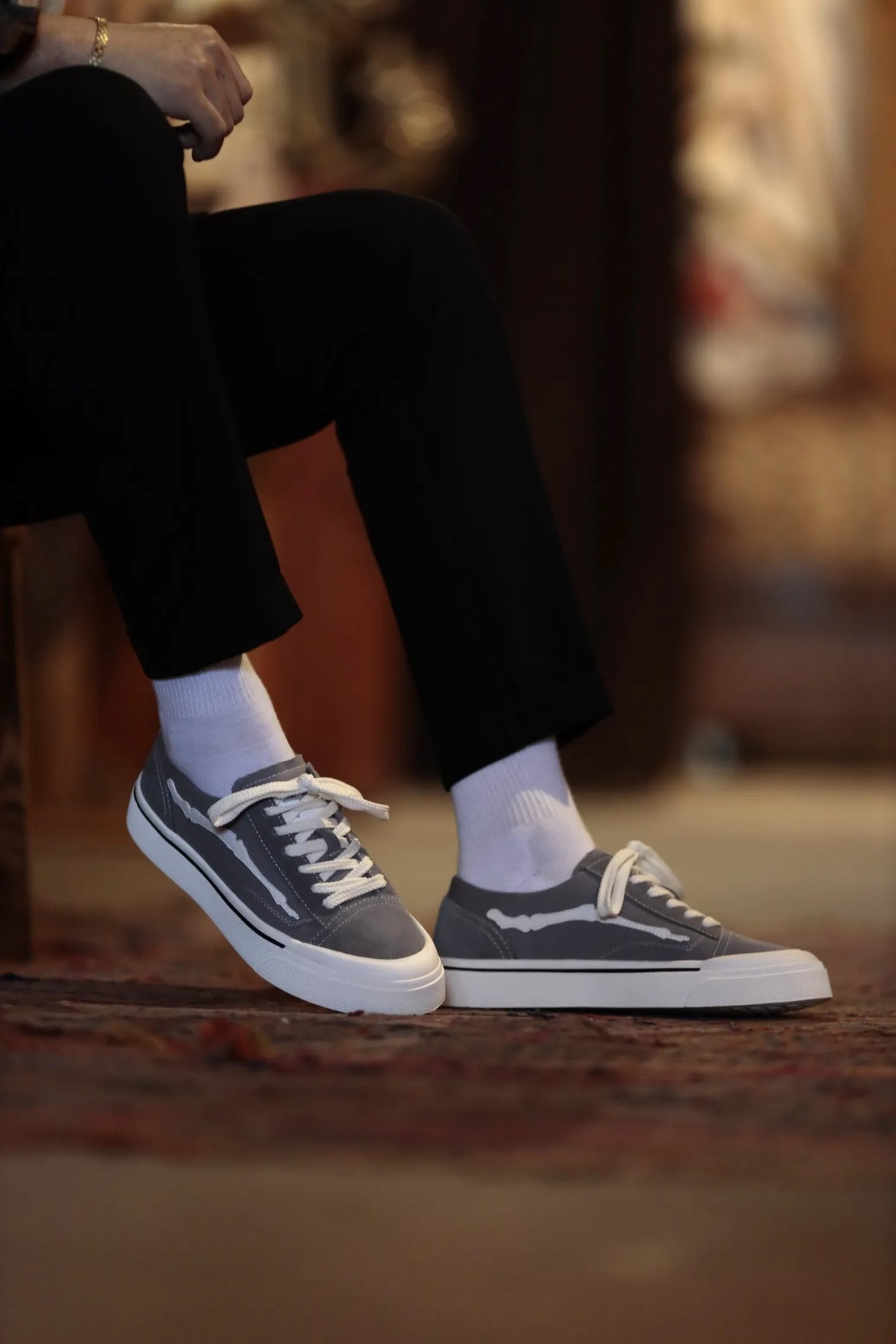 Vince Model Hakiki Kombinasyonlu Deri İthal Taban Sneaker Ayakkabı - GRİ