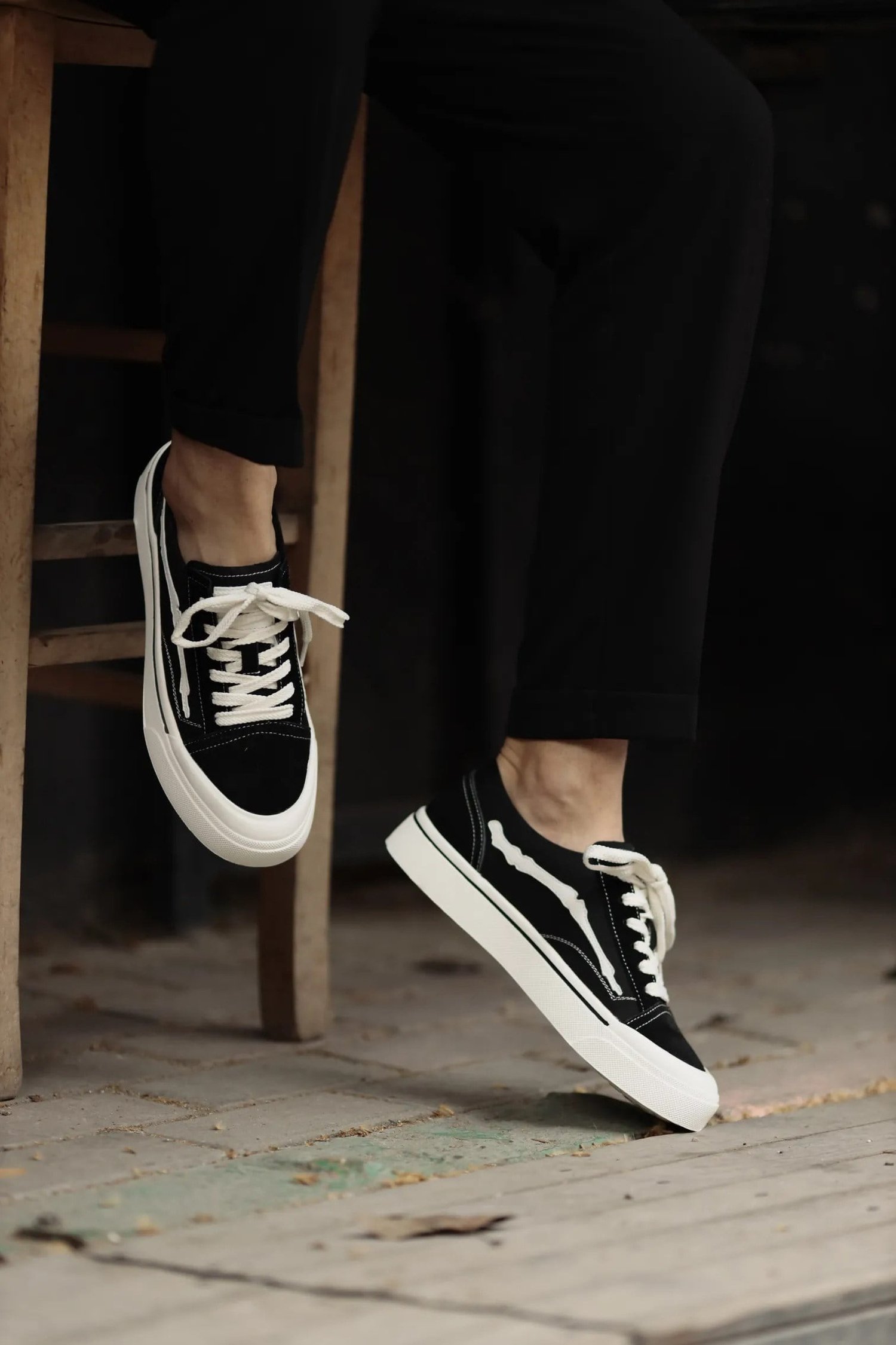Vince Model Hakiki Kombinasyonlu Deri İthal Taban Sneaker Ayakkabı - SİYAH