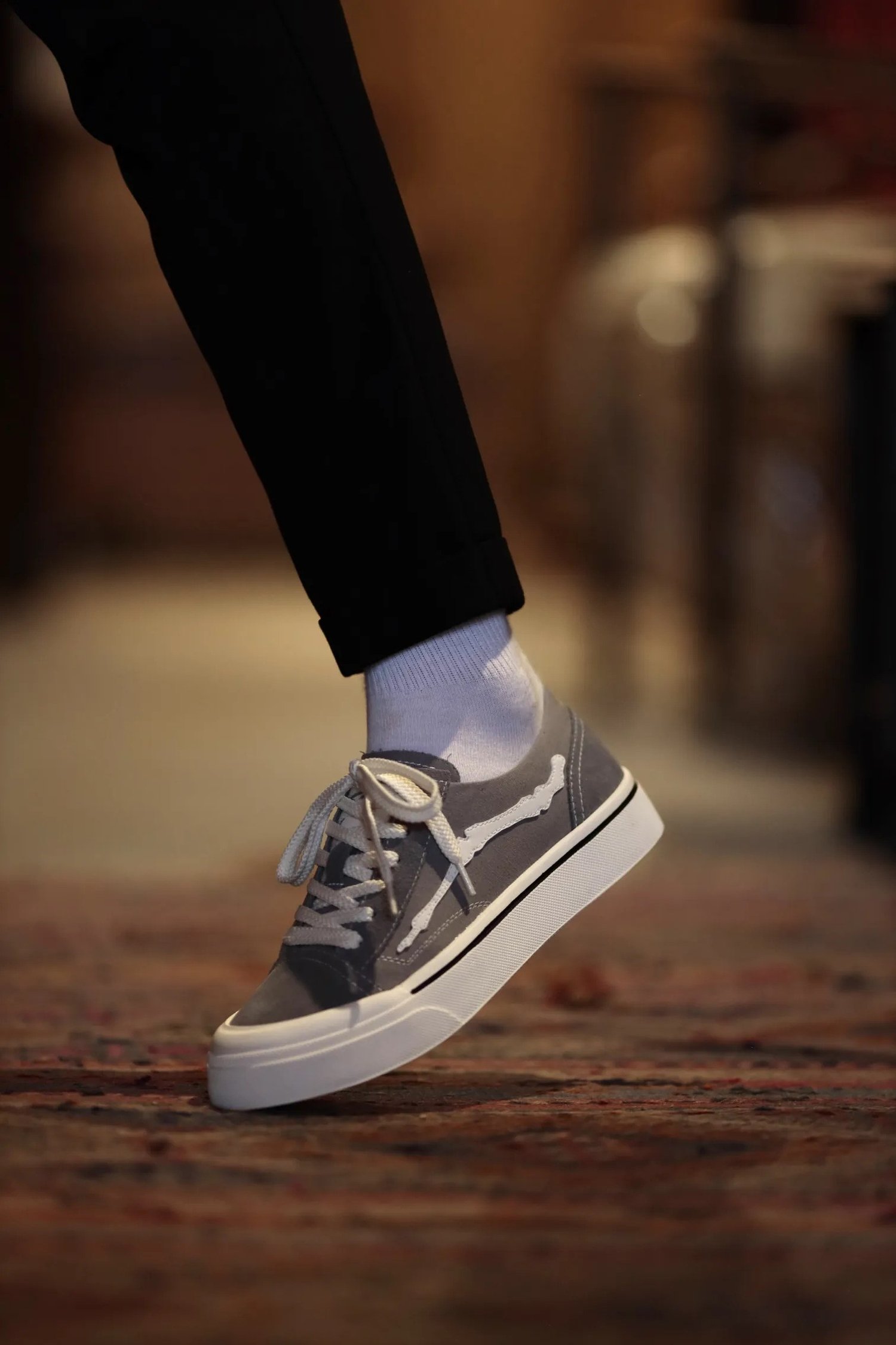 Vince Model Hakiki Kombinasyonlu Deri İthal Taban Sneaker Ayakkabı - GRİ
