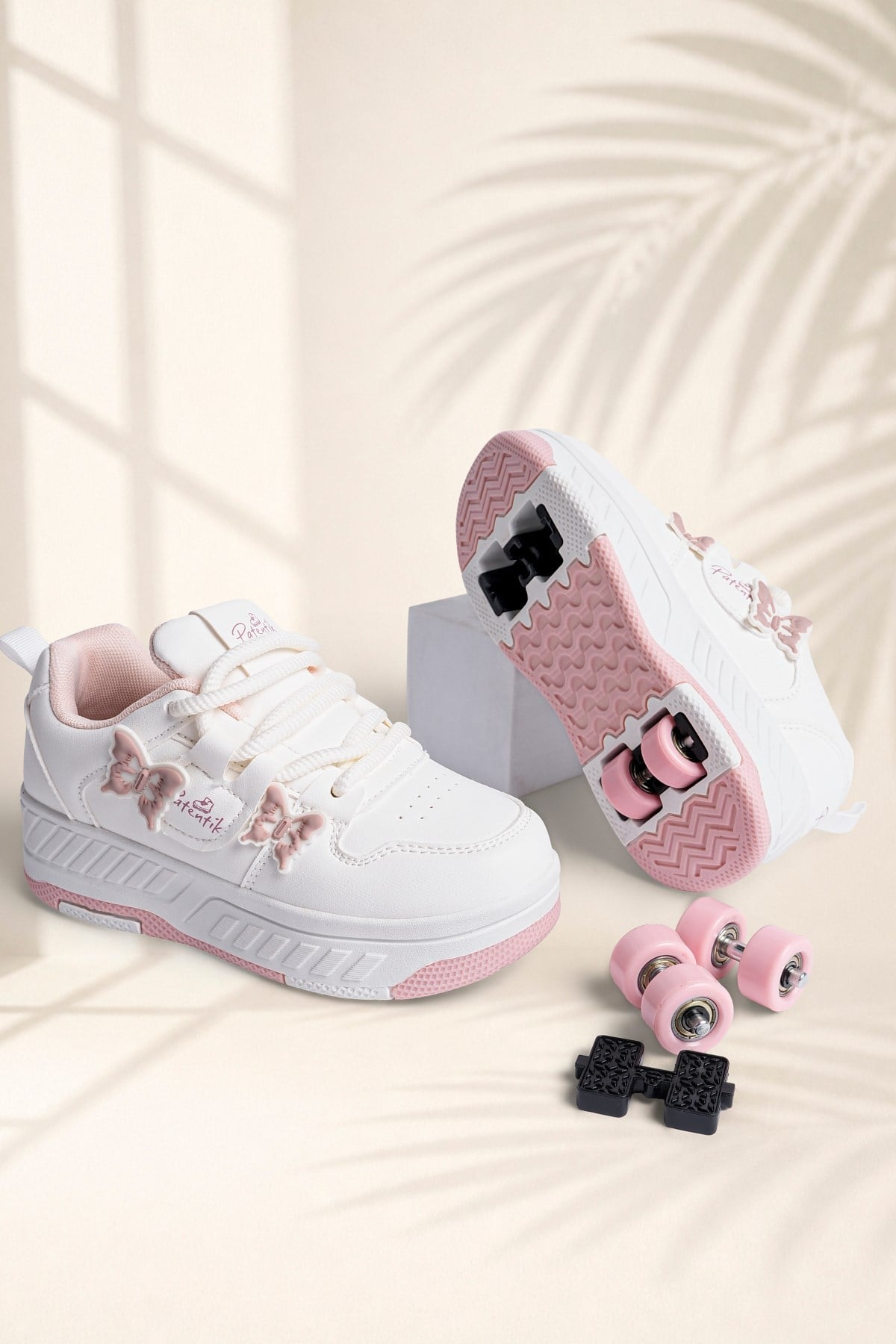 Çocuk Patenli 4 Tekerlekli Beyaz Spor Paten Ayakkabı - Tekerlekli Sneakers SeferiPaten