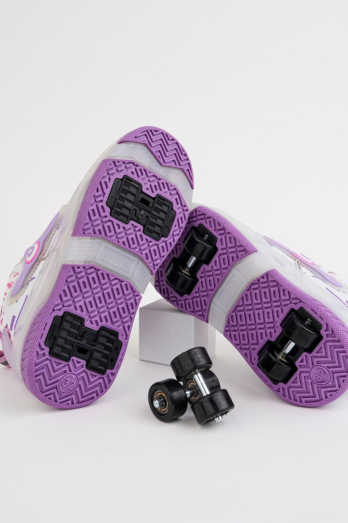 Çocuk Patenli 4 Tekerlekli Mor Spor Işıklı Paten Ayakkabı - Tekerlekli Sneakers SeferiPaten