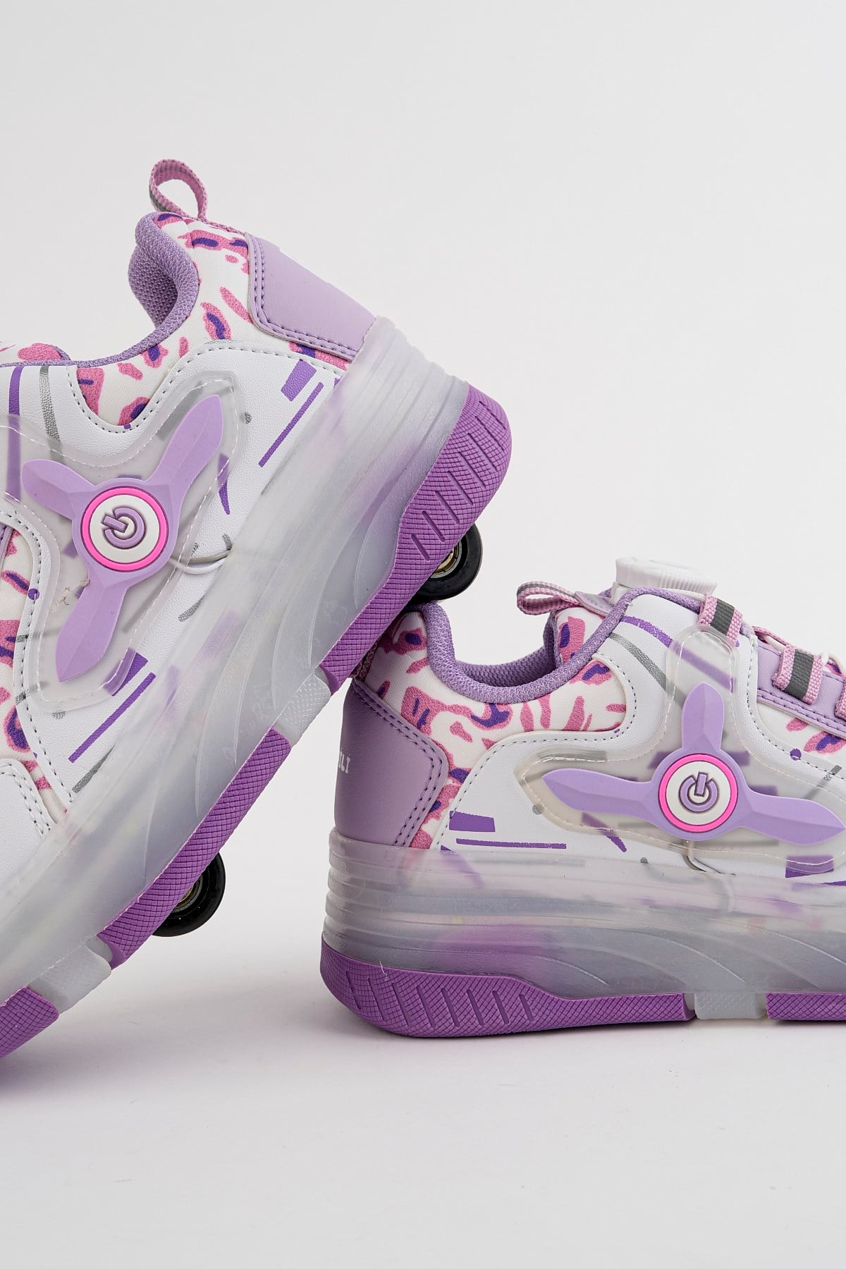 Çocuk Patenli 4 Tekerlekli Mor Spor Işıklı Paten Ayakkabı - Tekerlekli Sneakers SeferiPaten