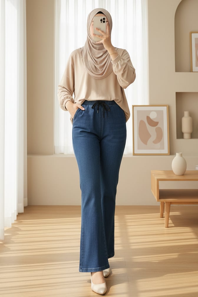 Beli Bağcıklı Cepli İspanyol Paça Kot Pantolon -Laci