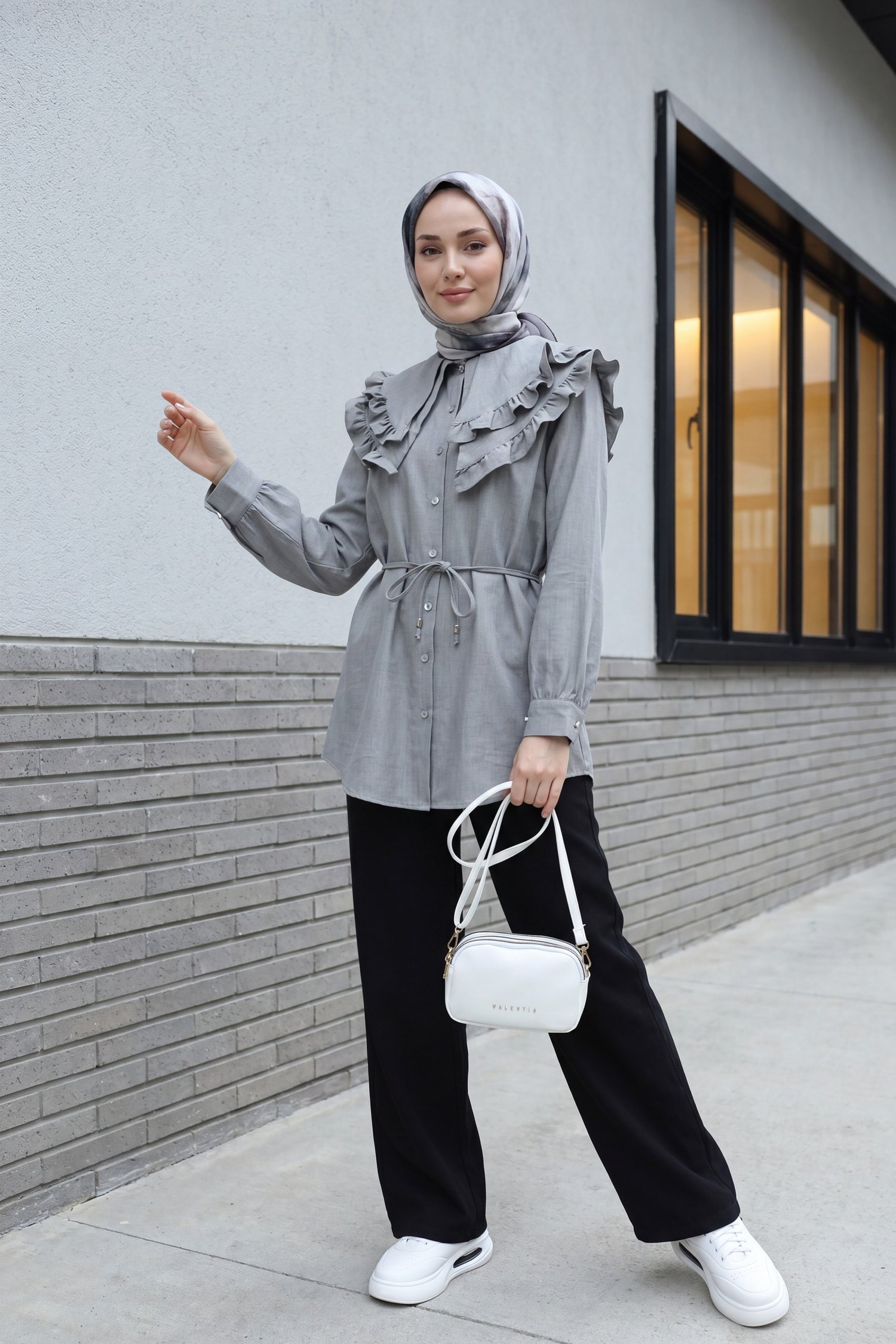 Beli Lastikli Cepli Bol Paça Kot Pantolon  -Siyah