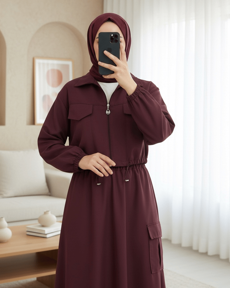 Beli Lastikli Etekli Bonding Takım  -Bordo