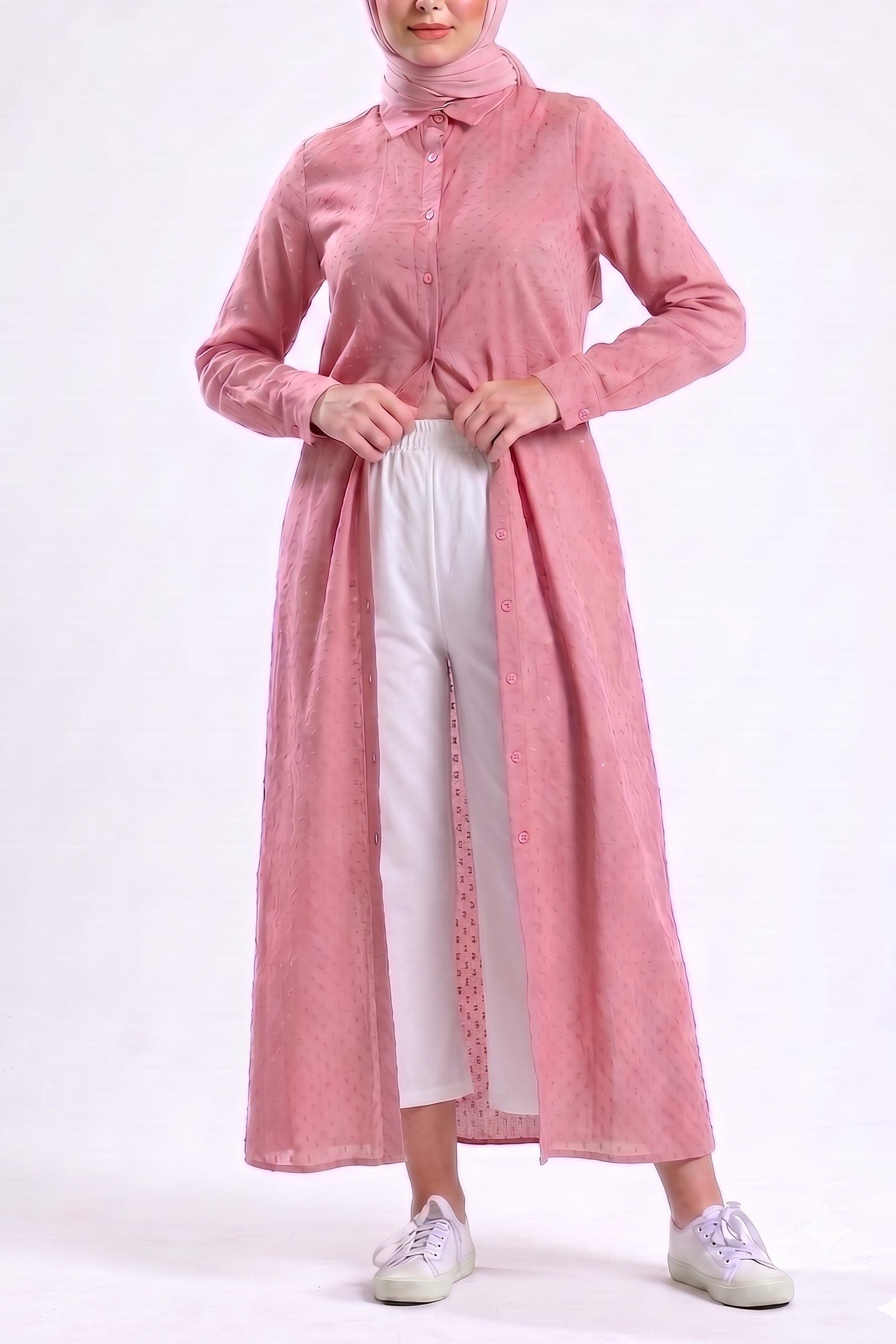 Beli Lastikli Pantolon İçlik  -Beyaz