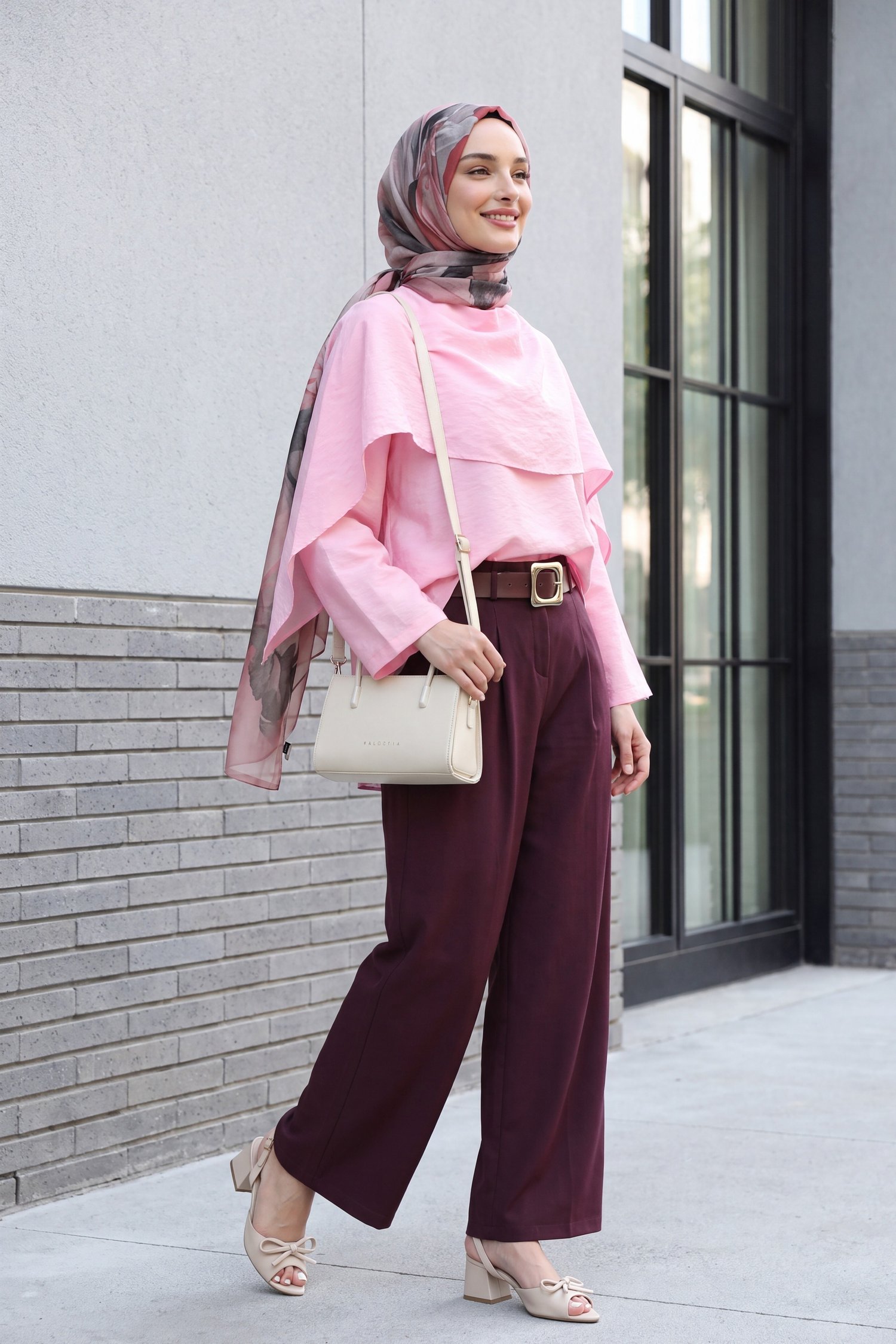 Çıkarılabilir Pelerinli Oversize Modal Tunik  -Pembe