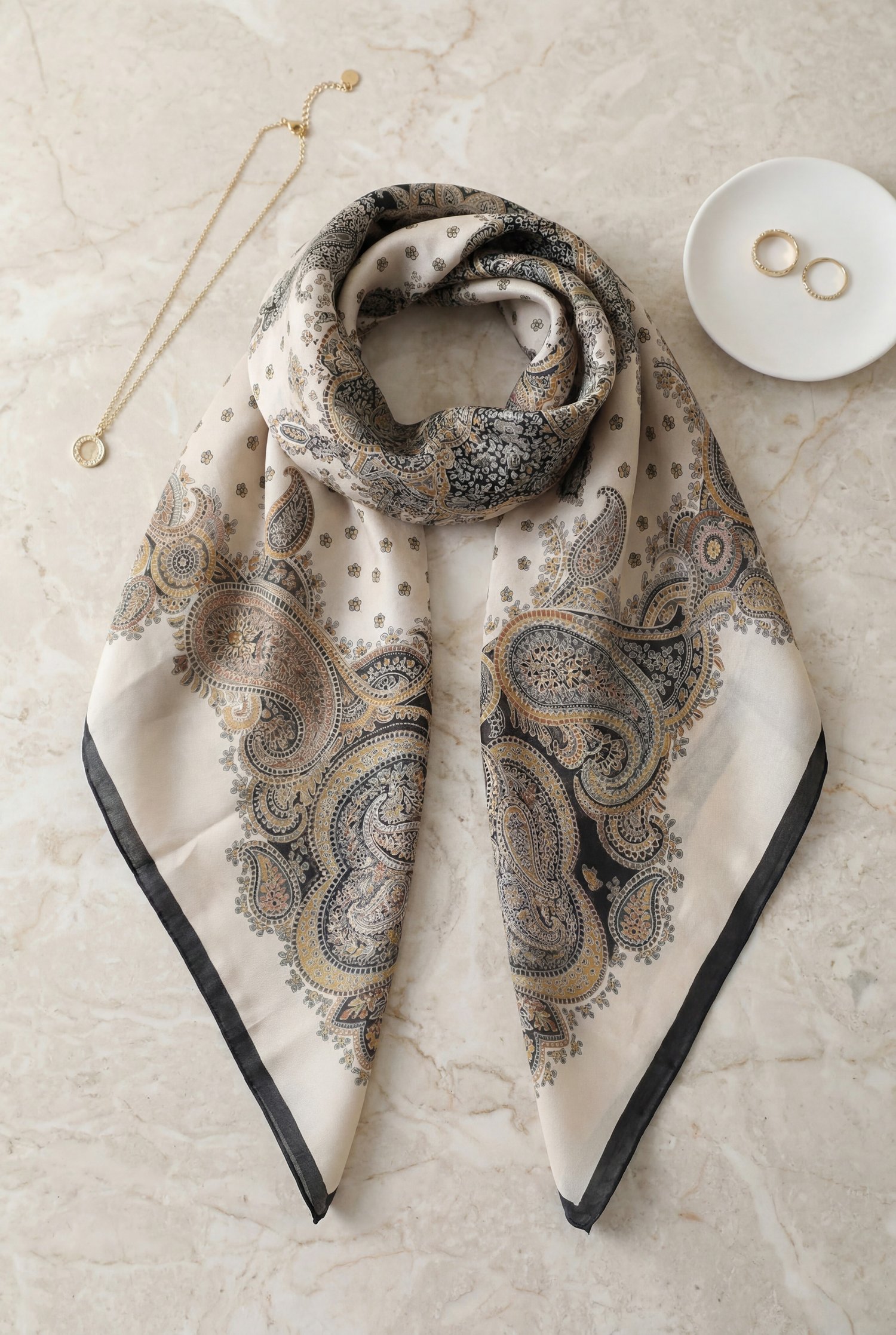 Çıtır Desen Coton Eşarp -Bej