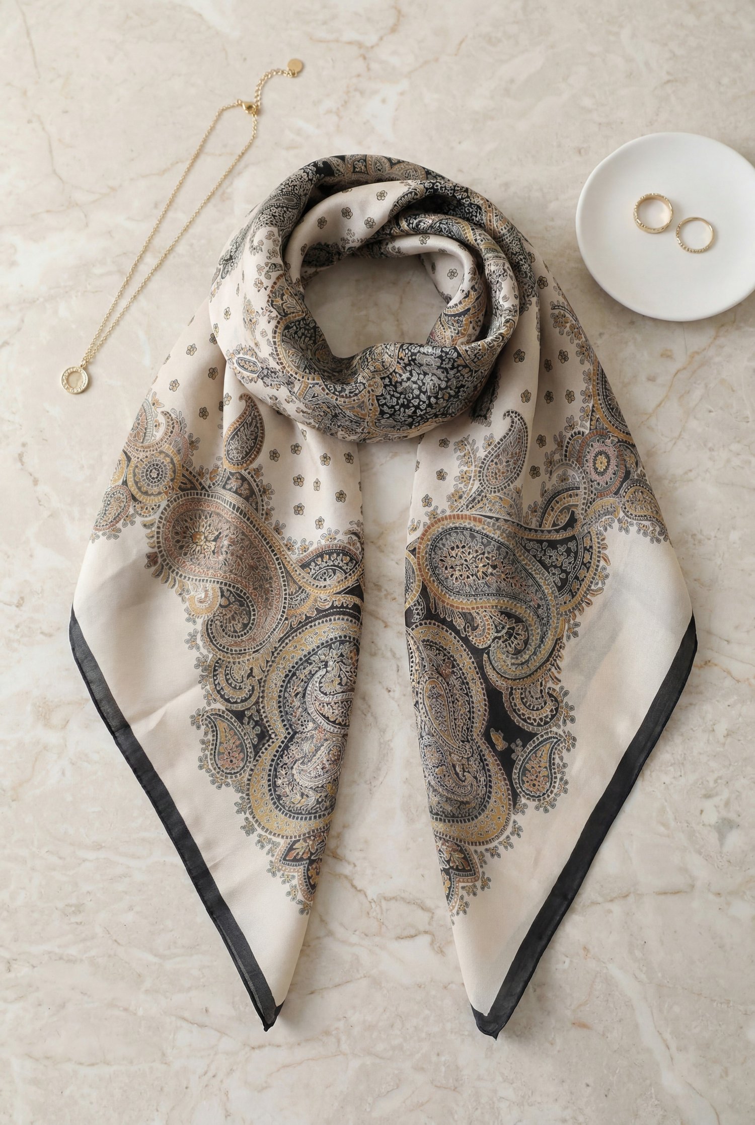 Çıtır Desen Coton Eşarp -Bej