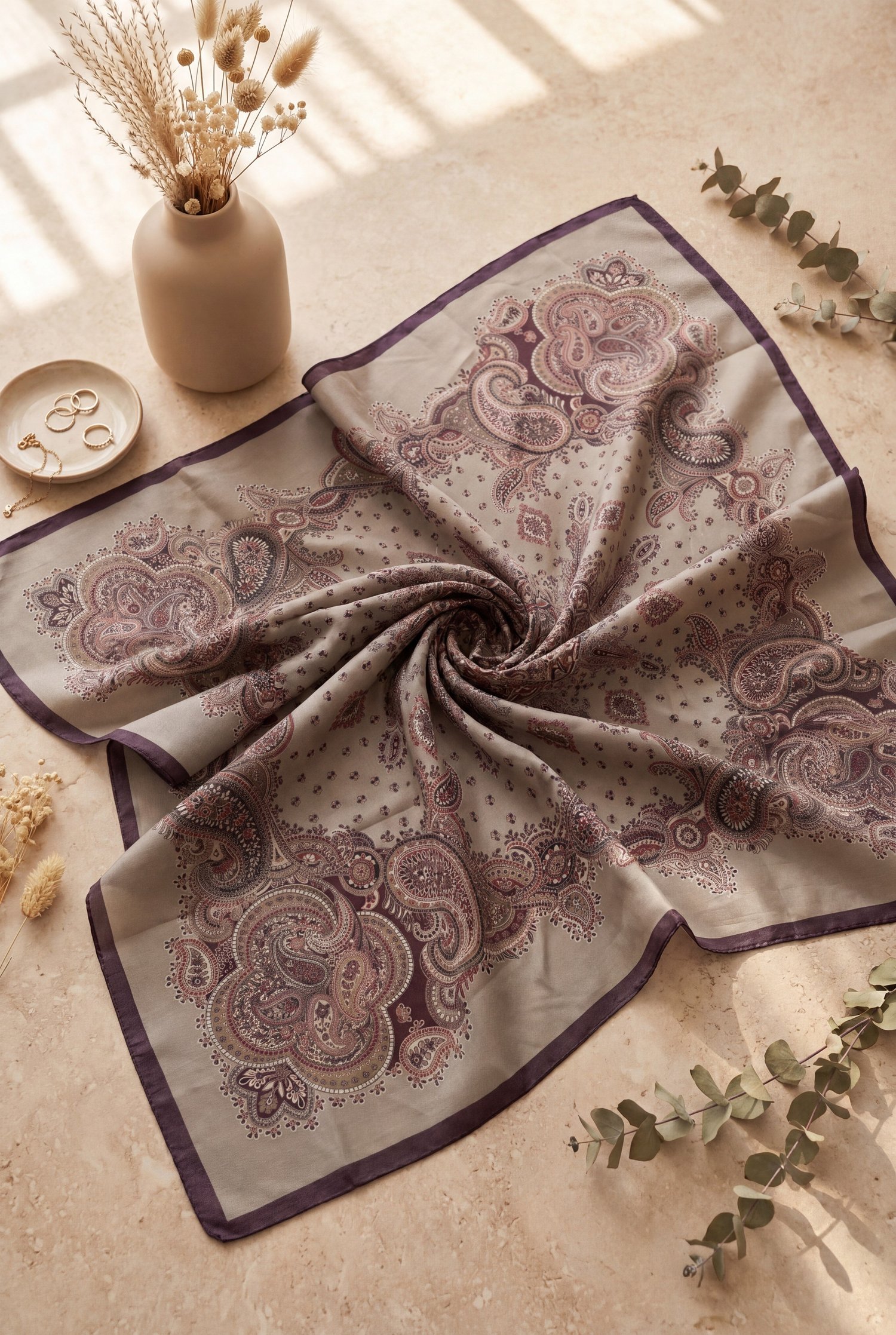 Çıtır Desen Coton Eşarp -Mürdüm