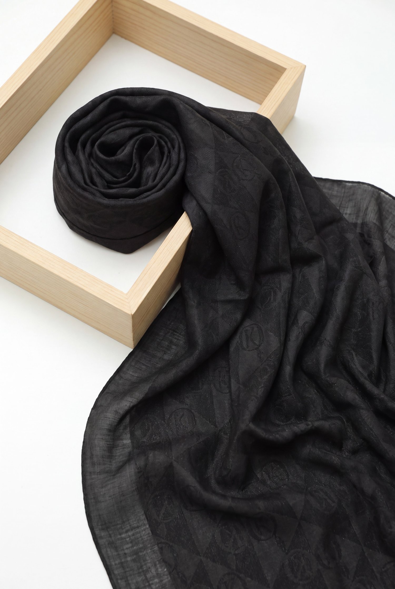 Desenli Jakar Şal -Koyu Kahverengi