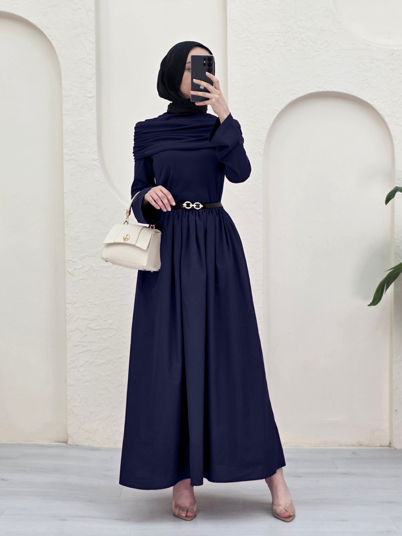 Drape Şal Detaylı Parçalı Elbise -Laci